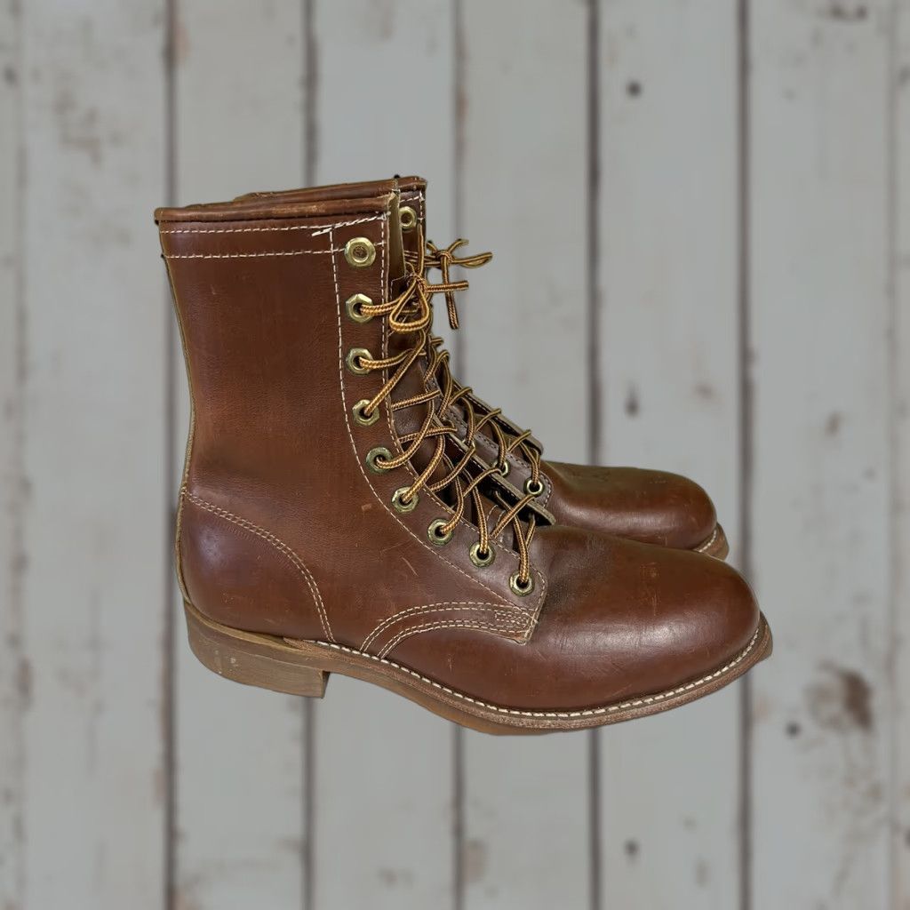 Vintage VINTAGE Herman Survivor Boots Work Leather 7 D Brown Leather Mid-Calf USA Goodyear Mens Boots Size US 7 / EU 40 - 1 Thumbnail