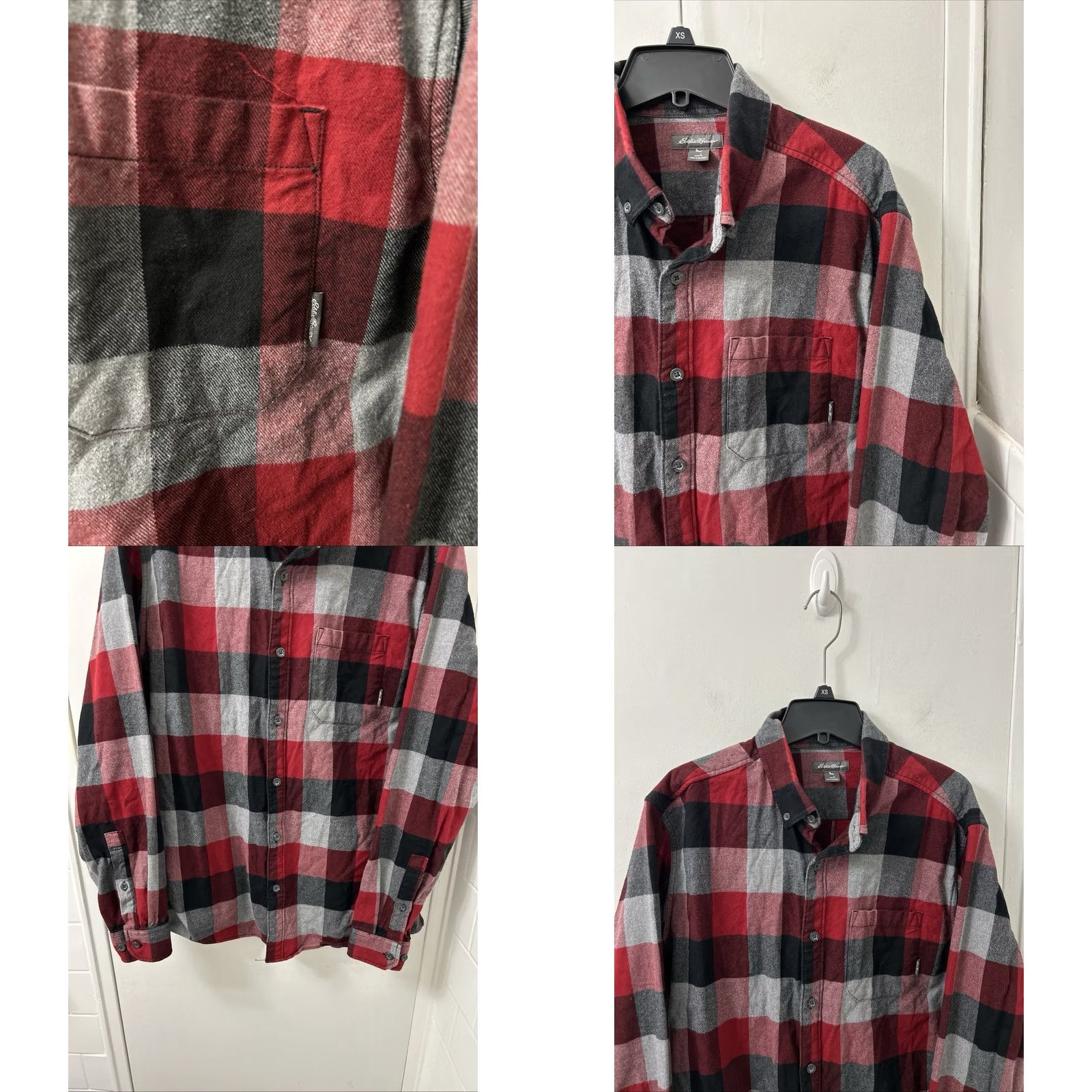 Eddie Bauer VINTAGE Eddie Bauer Flannel Shirt Mens L Buffalo Plaid Button-Down Long Sleeve Black Red Grey Size US L / EU 52-54 / 3 - 8 Thumbnail