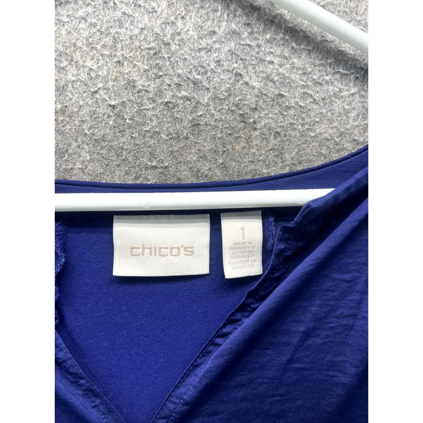 Vintage Chico's Blouse Tunic Womens 1 Blue V-Neck Short Sleeve Lined High Low Top Shirt Casual Summer Womens Size XS / US 0-2 / IT 36-38 - 2 Thumbnail