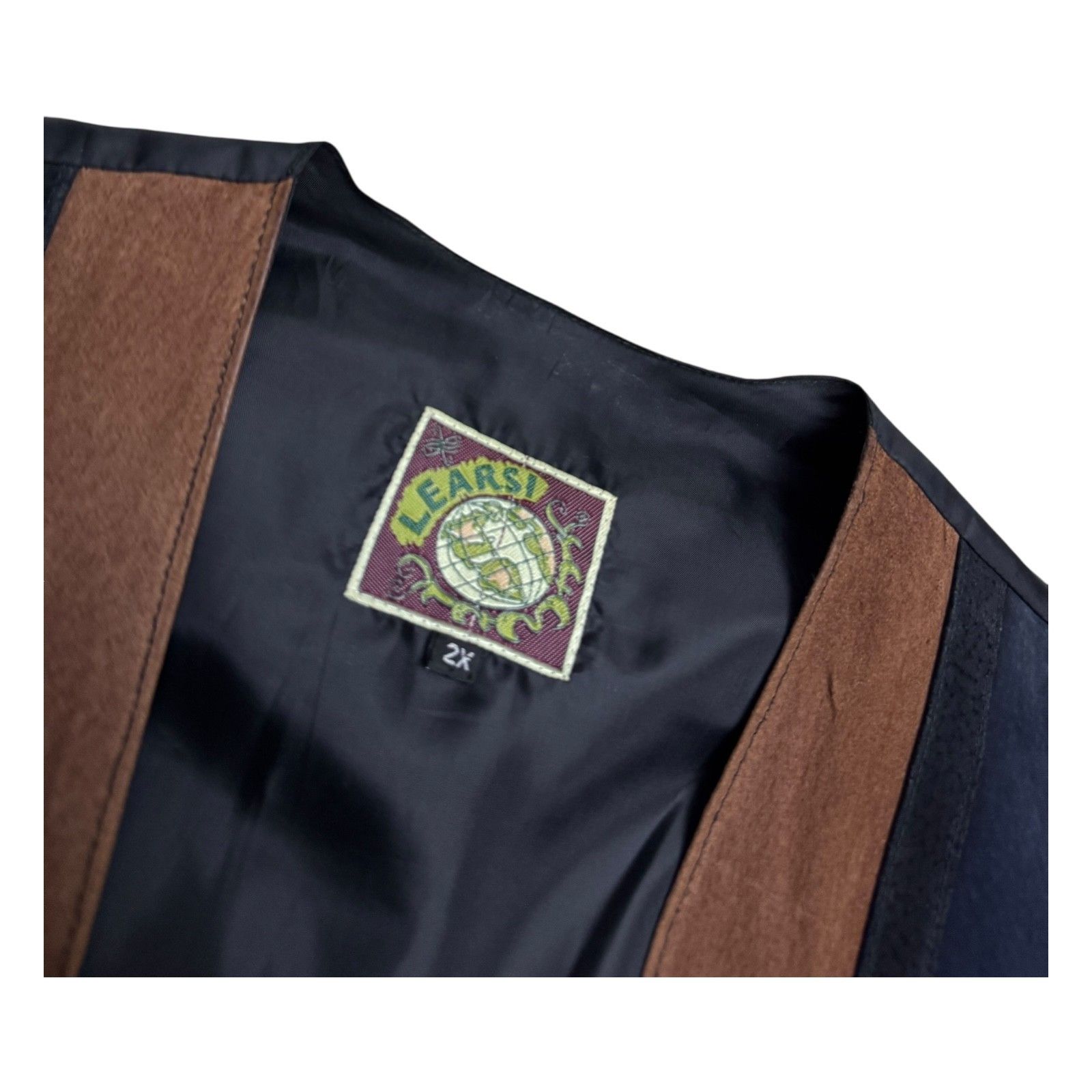 Vintage VINTAGE LEARSI Genuine Leather 90s Patchwork Casual Vest 2X Size XXL / US 16-18 / IT 52-54 - 2 Thumbnail