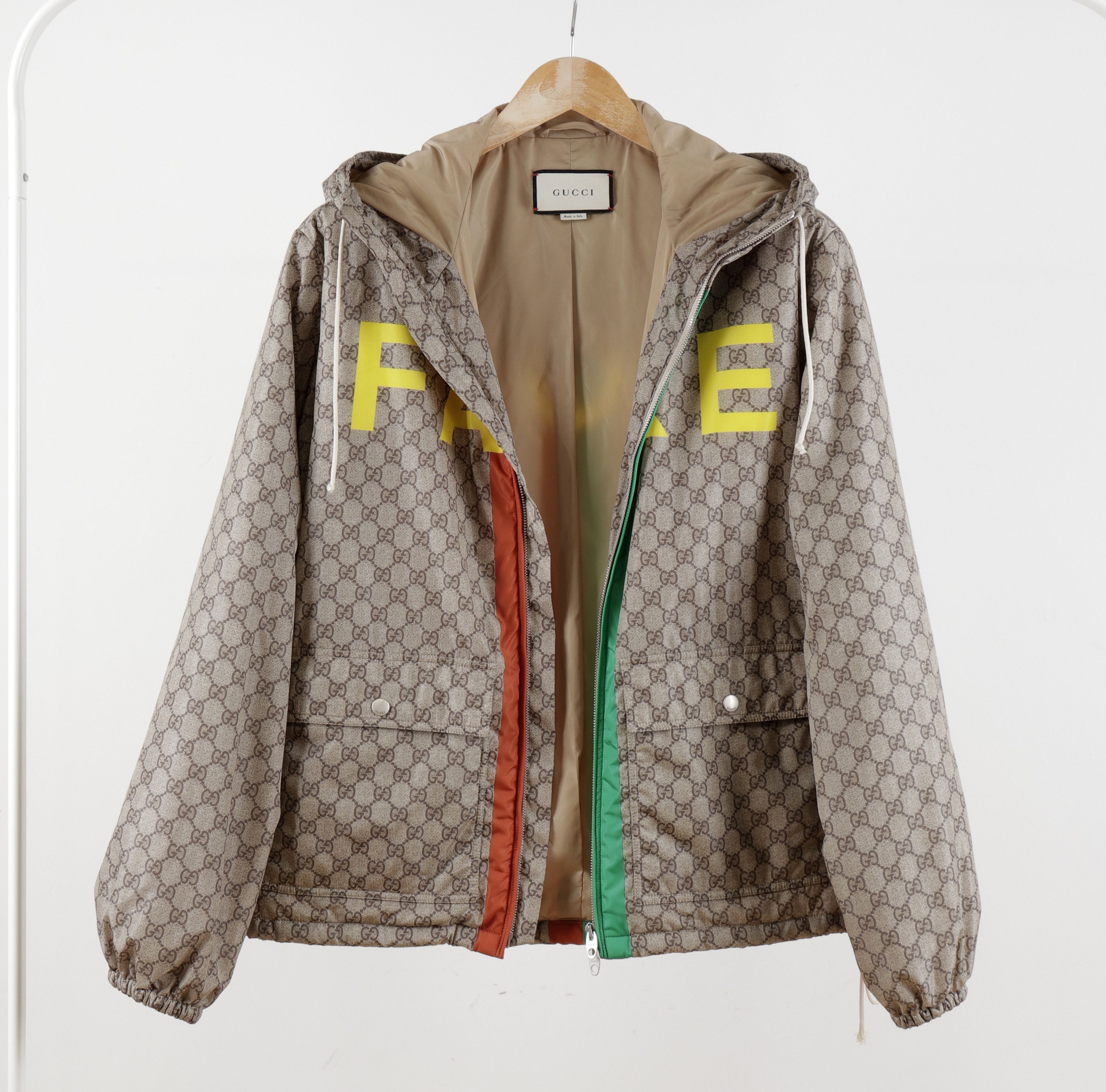 Gucci NWOT Gucci "FAKE NOT" Web Beige GG Monogram Jacket Size US L / EU 52-54 / 3 - 2 Thumbnail