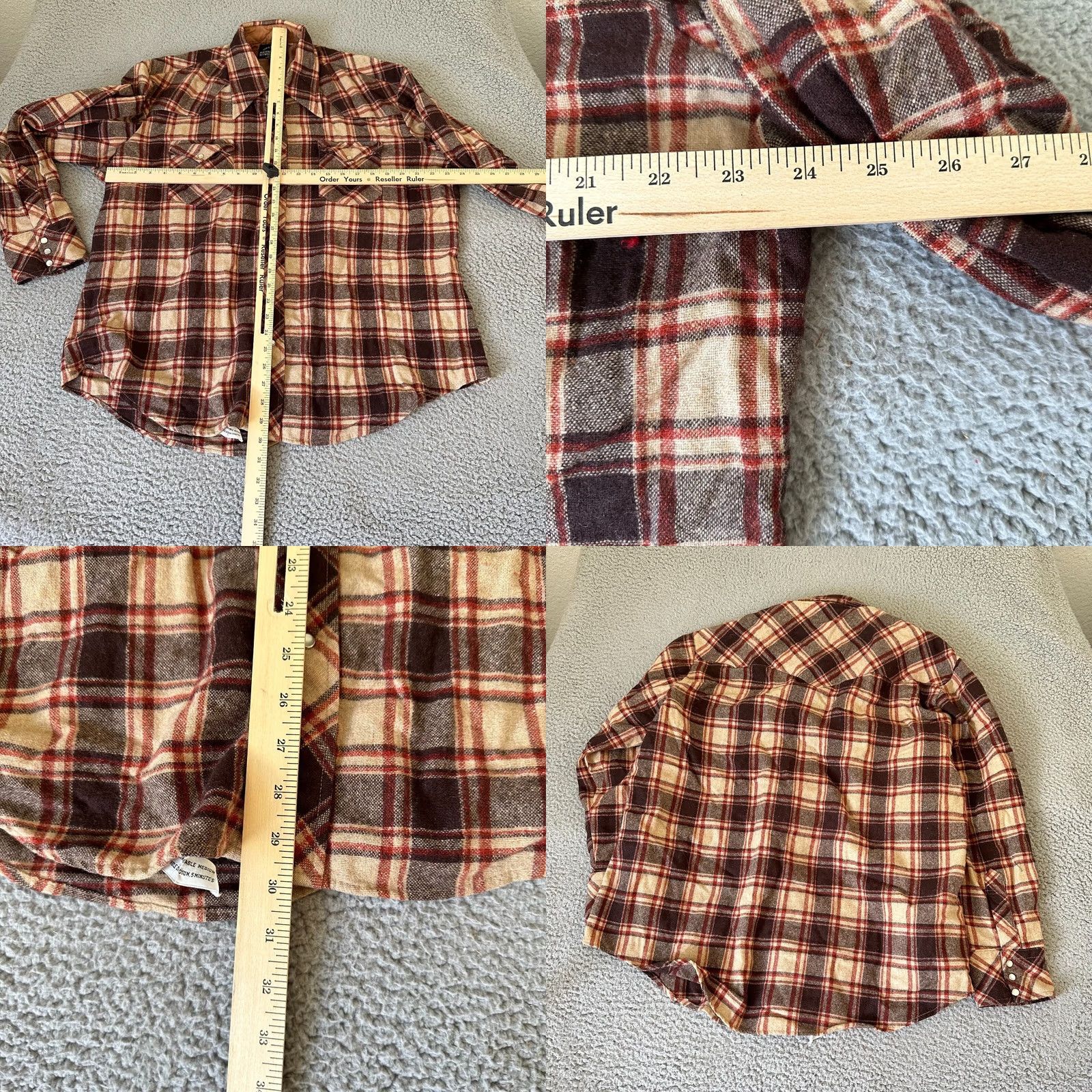 Vintage VINTAGE West Shirt Adult XL Red Brown Flannel Wool Disco Mens 70s Size US XL / EU 56 / 4 - 8 Thumbnail