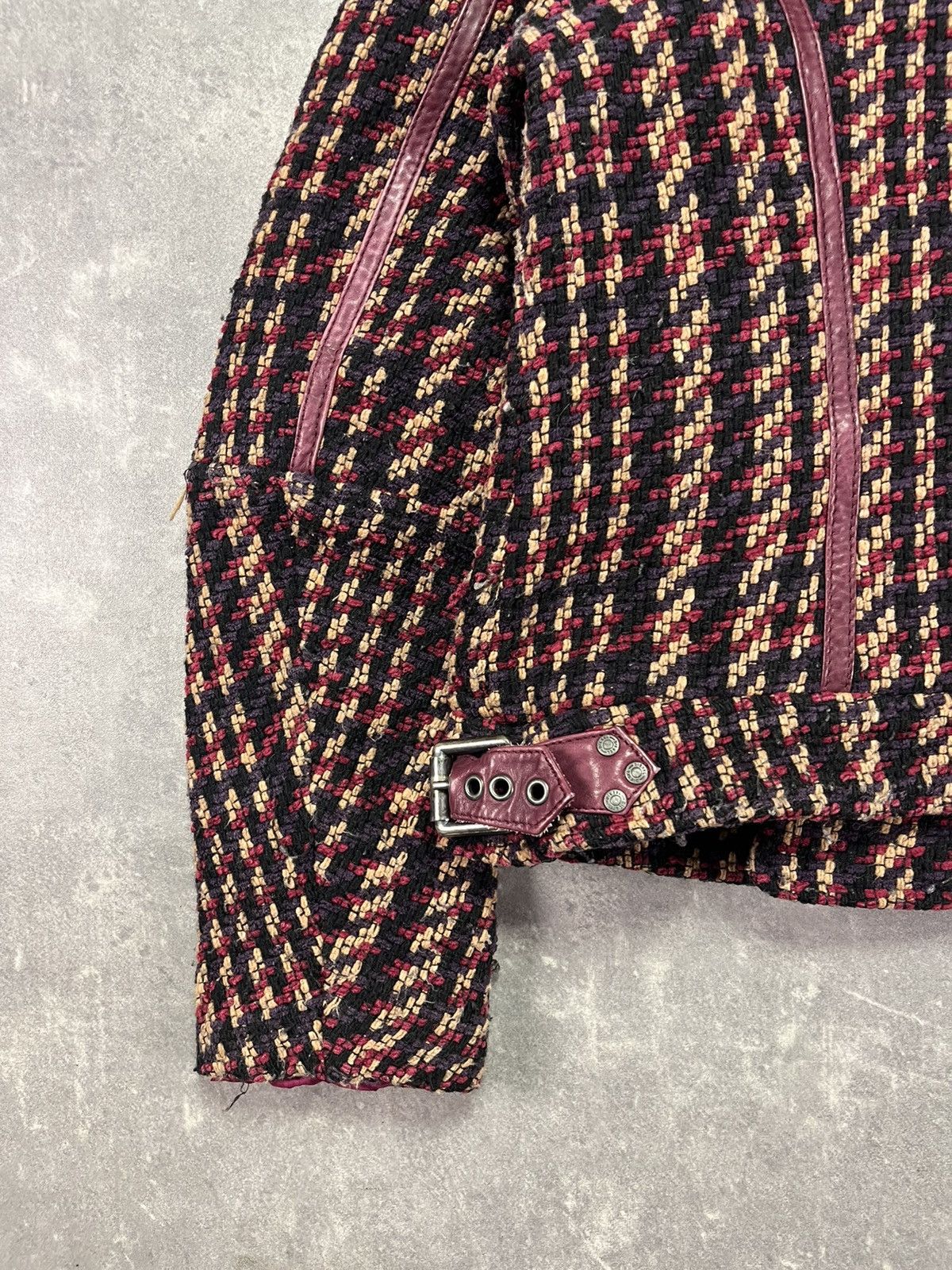Diesel 00s Diesel Tweed Assymetrical Leather Straps Moto Jacket M Size M / US 6-8 / IT 42-44 - 21 Thumbnail