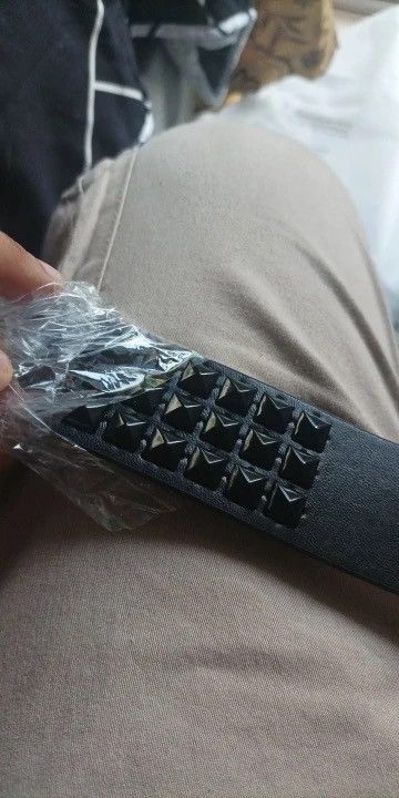 Leather All Black Leather Rivet Belt Size ONE SIZE - 7 Thumbnail