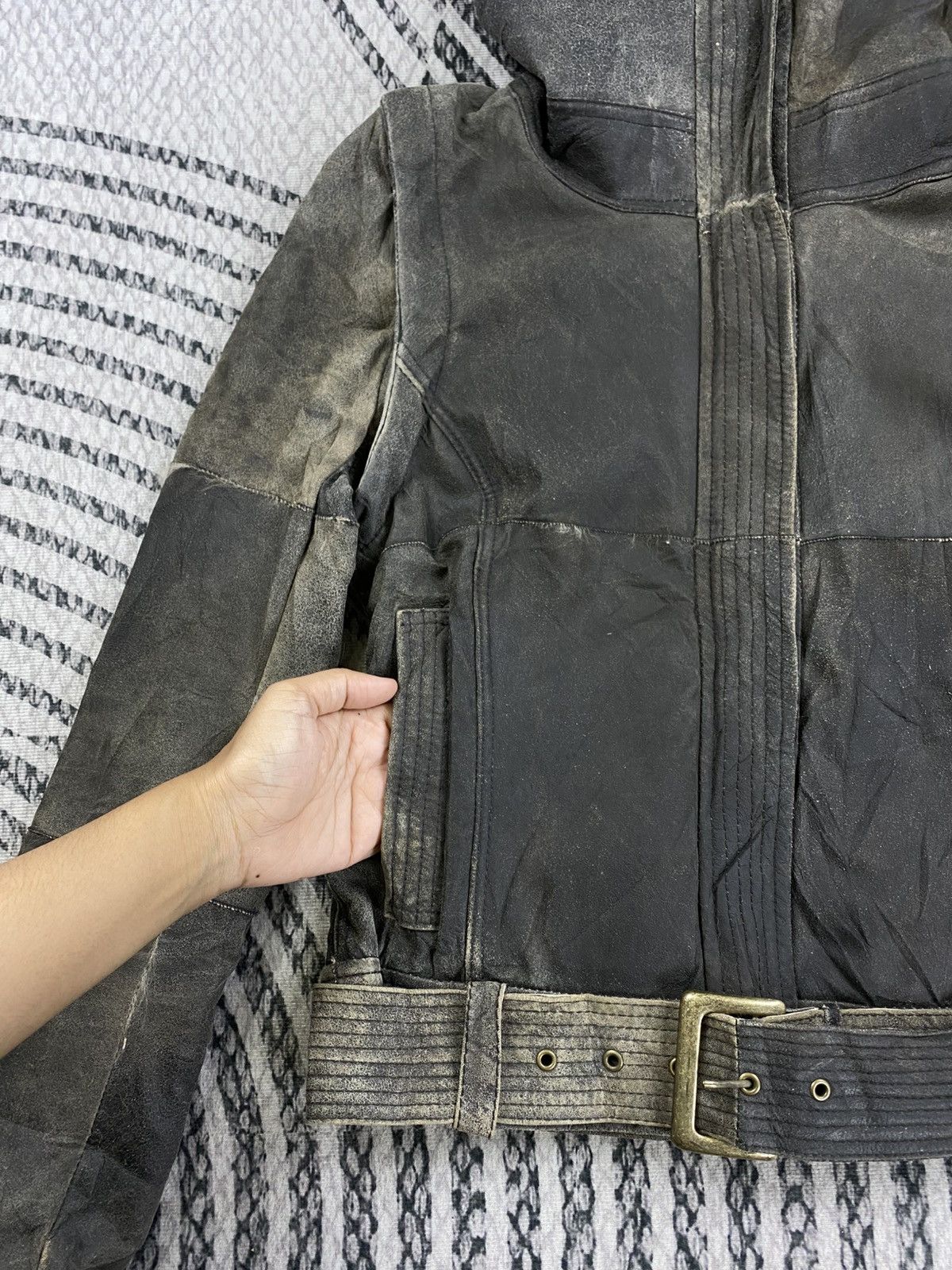 Japanese Brand Vintage Japan Patchwork Leather Biker Jacket Size S / US 4 / IT 40 - 8 Thumbnail