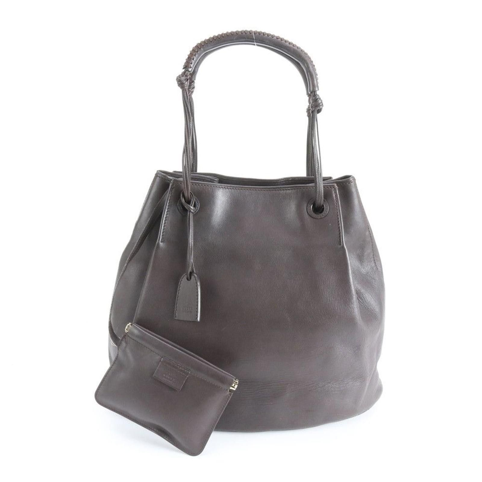 Gucci Gucci - Dark Brown Leather Tote Bag Size ONE SIZE - 7 Thumbnail