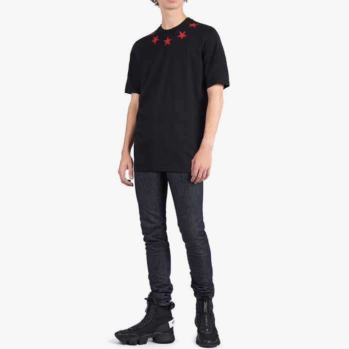 Givenchy Black and Red Cracked Stars Oversized T-Shirt Size US M / EU 48-50 / 2 - 7 Thumbnail