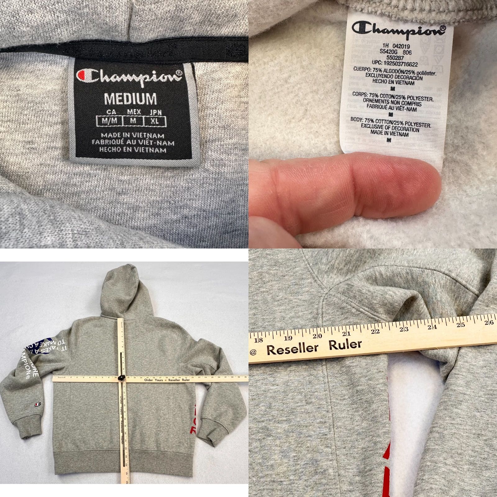 Champion Champion Hoodie Mens Medium Promo Behind The Brand Spell Out Heavy Size US M / EU 48-50 / 2 - 8 Thumbnail