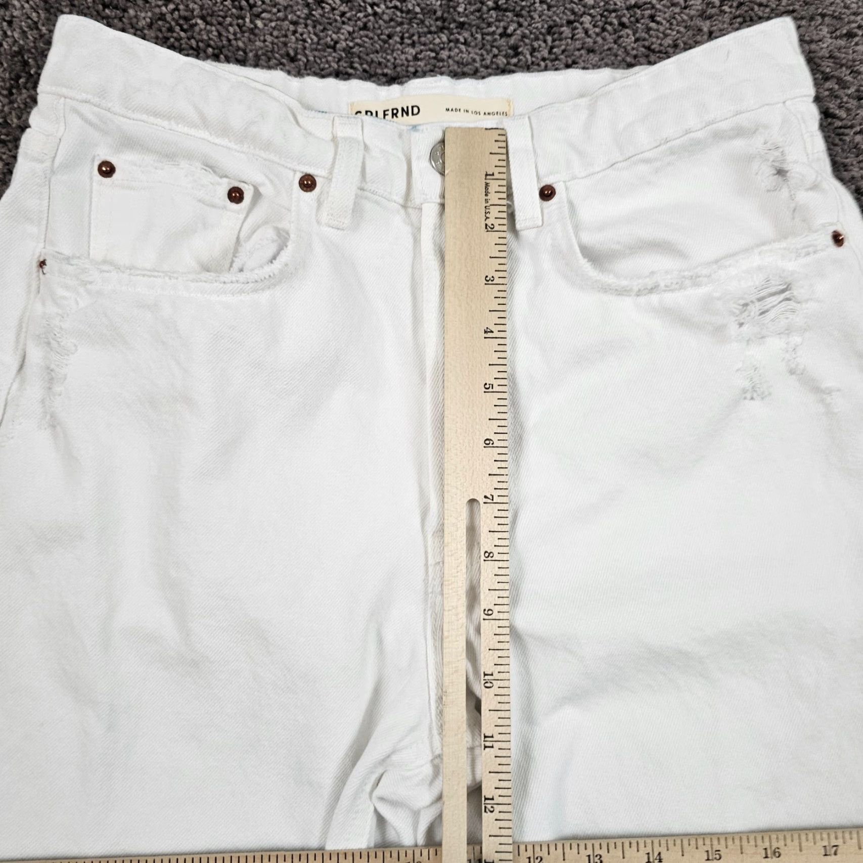 GRLFRND VINTAGE Grlfrnd Jeans Womens 28 White High Rise Straight Crop Denim 22in Inseam USA Karolina Size 28" / US 6 / IT 42 - 4 Thumbnail