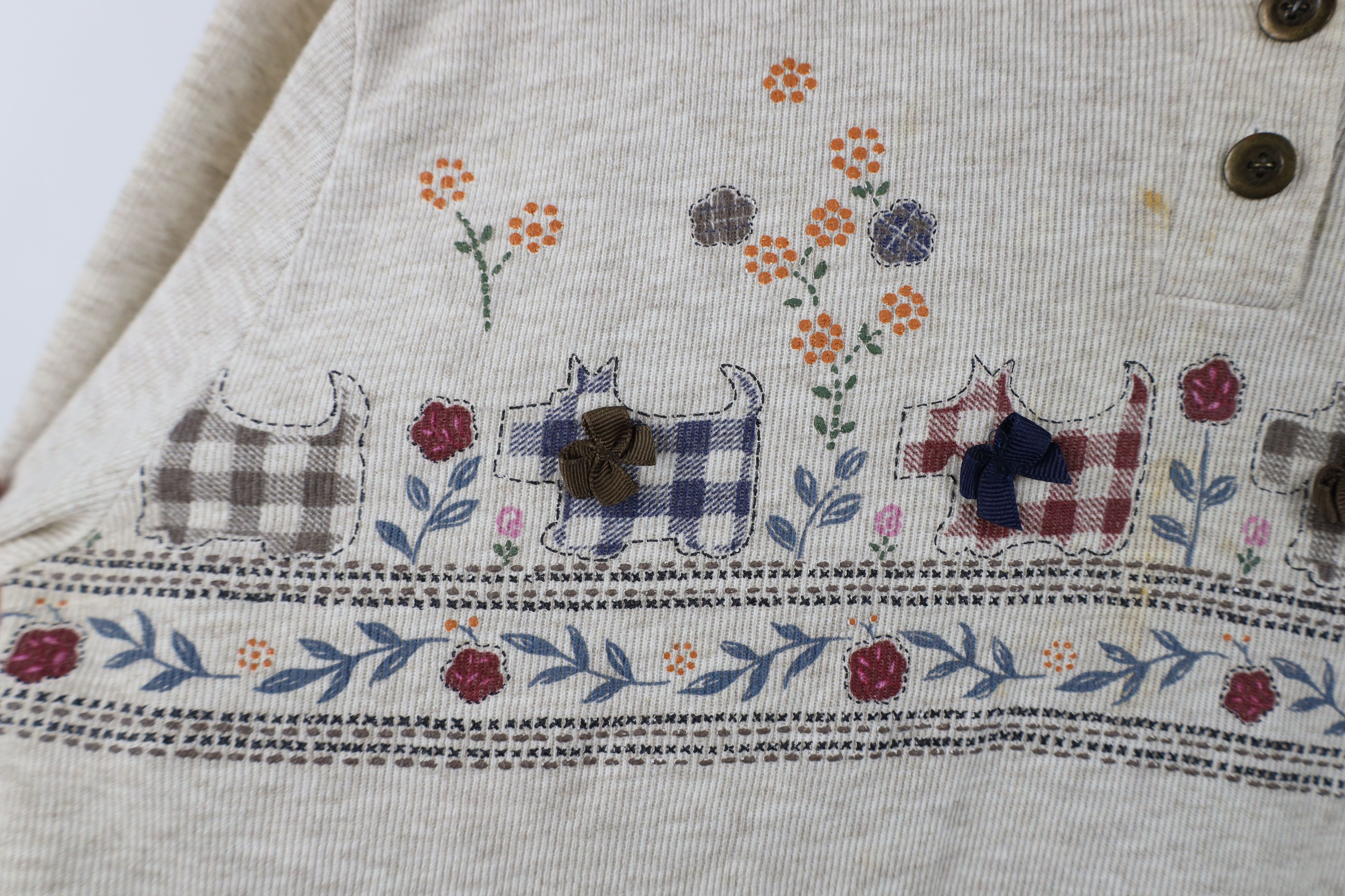 Vintage Vintage 90s Streetwear Dog Flower Ribbed Knit Polo Size L / US 10 / IT 46 - 6 Thumbnail