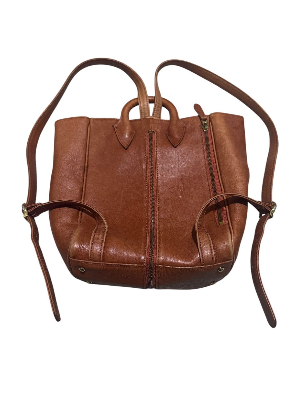 Genuine Leather × If Six Was Nine × Japanese Brand Vtg Norma Kamali Full Leather Mini Backpack Size ONE SIZE - 2 Thumbnail