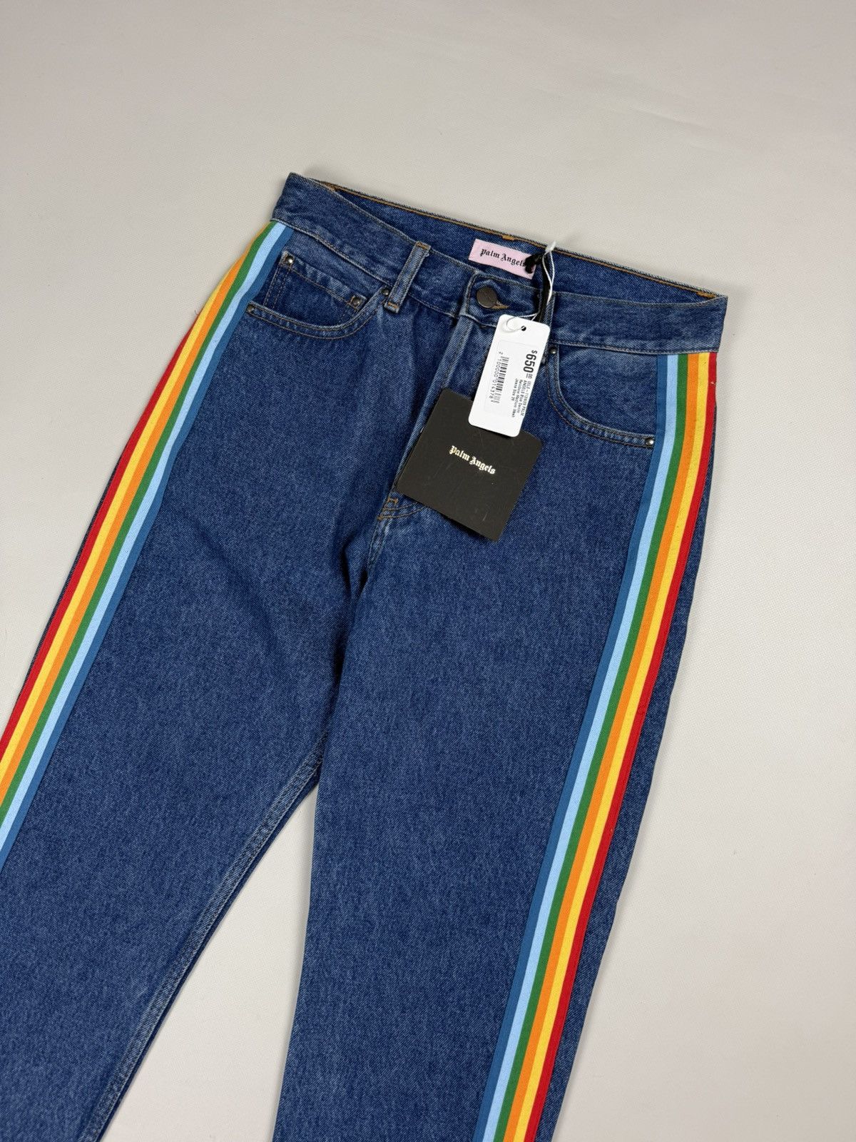 Palm Angels BNWT! Palm Angels Blue Denim Rainbow Medium Wash Jeans Pants Size 28" / US 6 / IT 42 - 2 Thumbnail