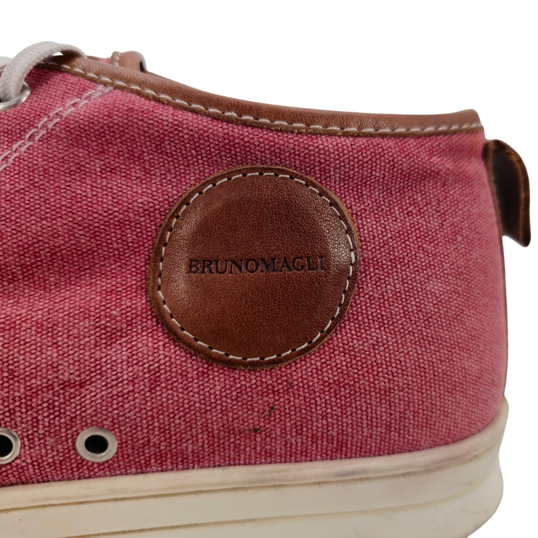 Bruno Magli Bruno Magli Italy Burgundy Brown Canvas Leather Mid Sneakers Size US 7 / EU 40 - 12 Thumbnail