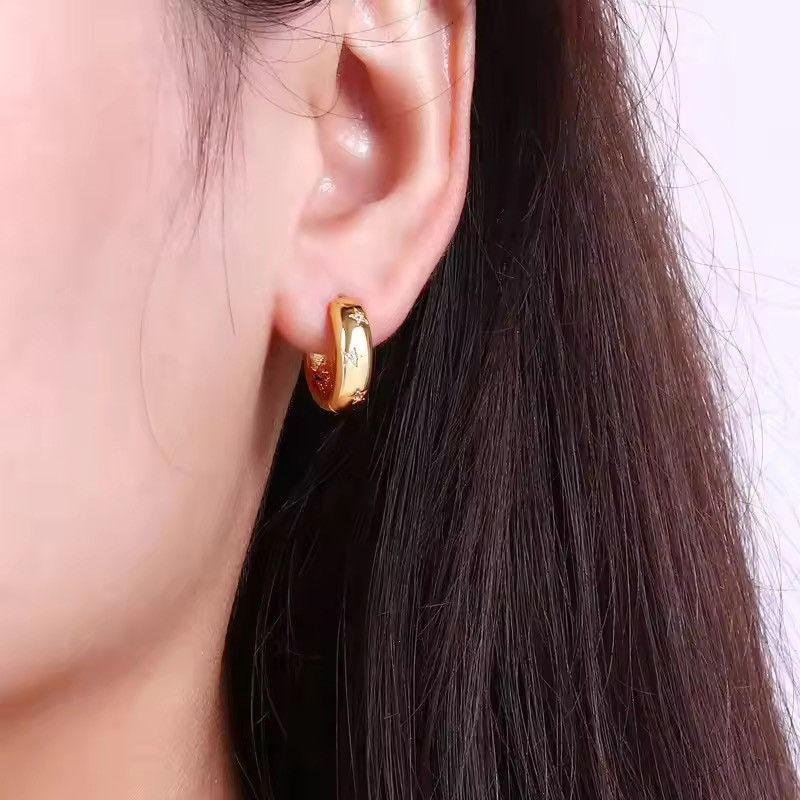 Jewelry STAR Small Hoop Earrings for Women Men Unisex Earrings Size ONE SIZE - 4 Thumbnail