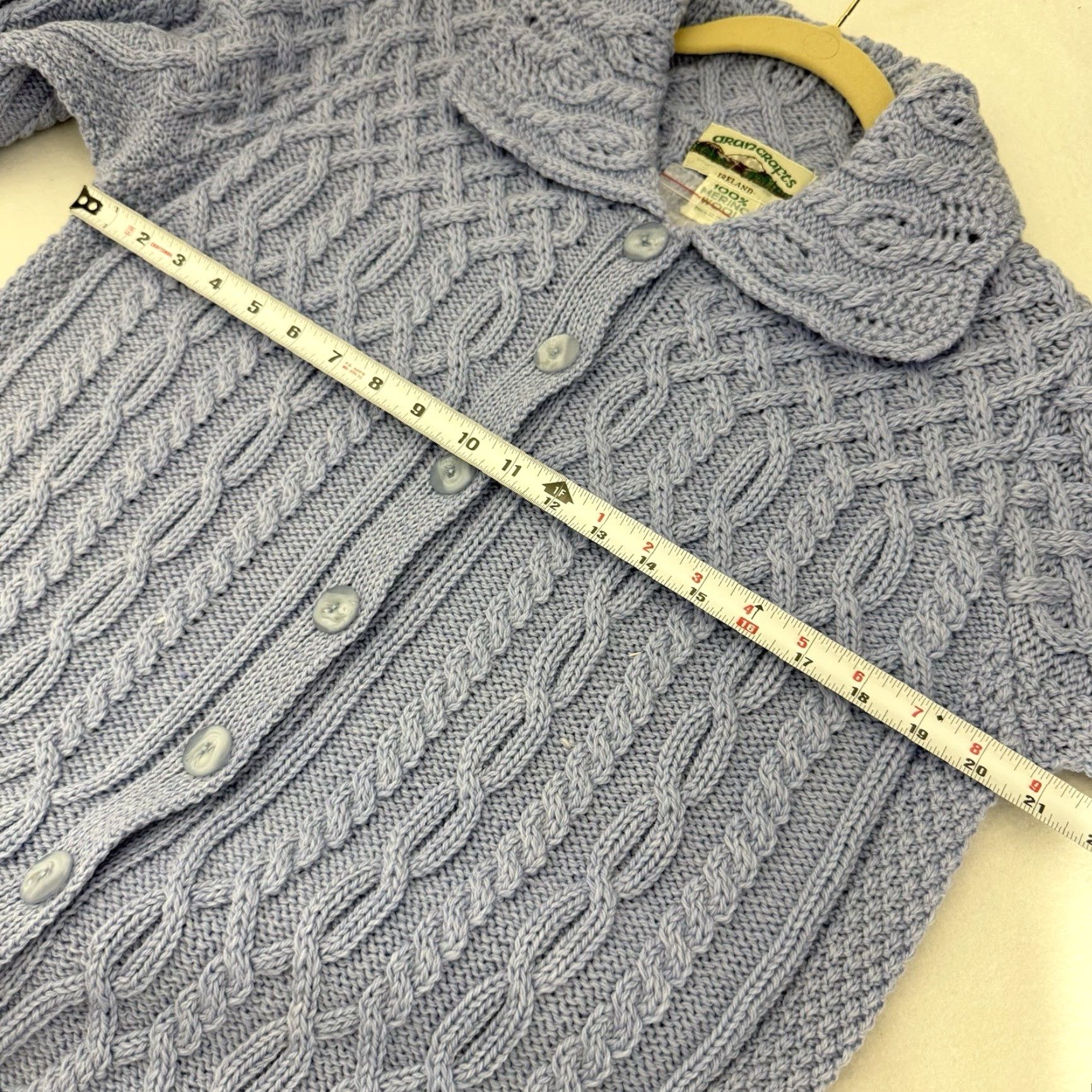 Vintage Aran Crafts Ireland Fisherman's Sweater Cardigan Blue Women Sz S Merino Pockets Size S / US 4 / IT 40 - 5 Thumbnail