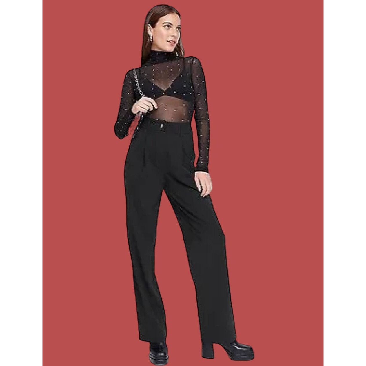 Other Wild Fable - Women's Wide Leg Trouser Pants - Black - 12 Size 34" / US 12 / IT 48 - 1 Thumbnail