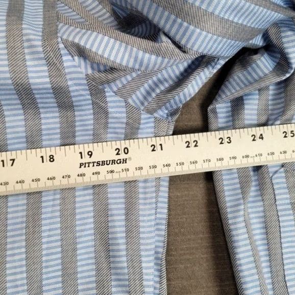 Pronto Uomo PRONTO UOMO Mens Blue Gray Stripe Button Down Shirt M Regular Long Sleeve Shirt Men Dress Shirt Button Up Size US M / EU 48-50 / 2 - 3 Thumbnail