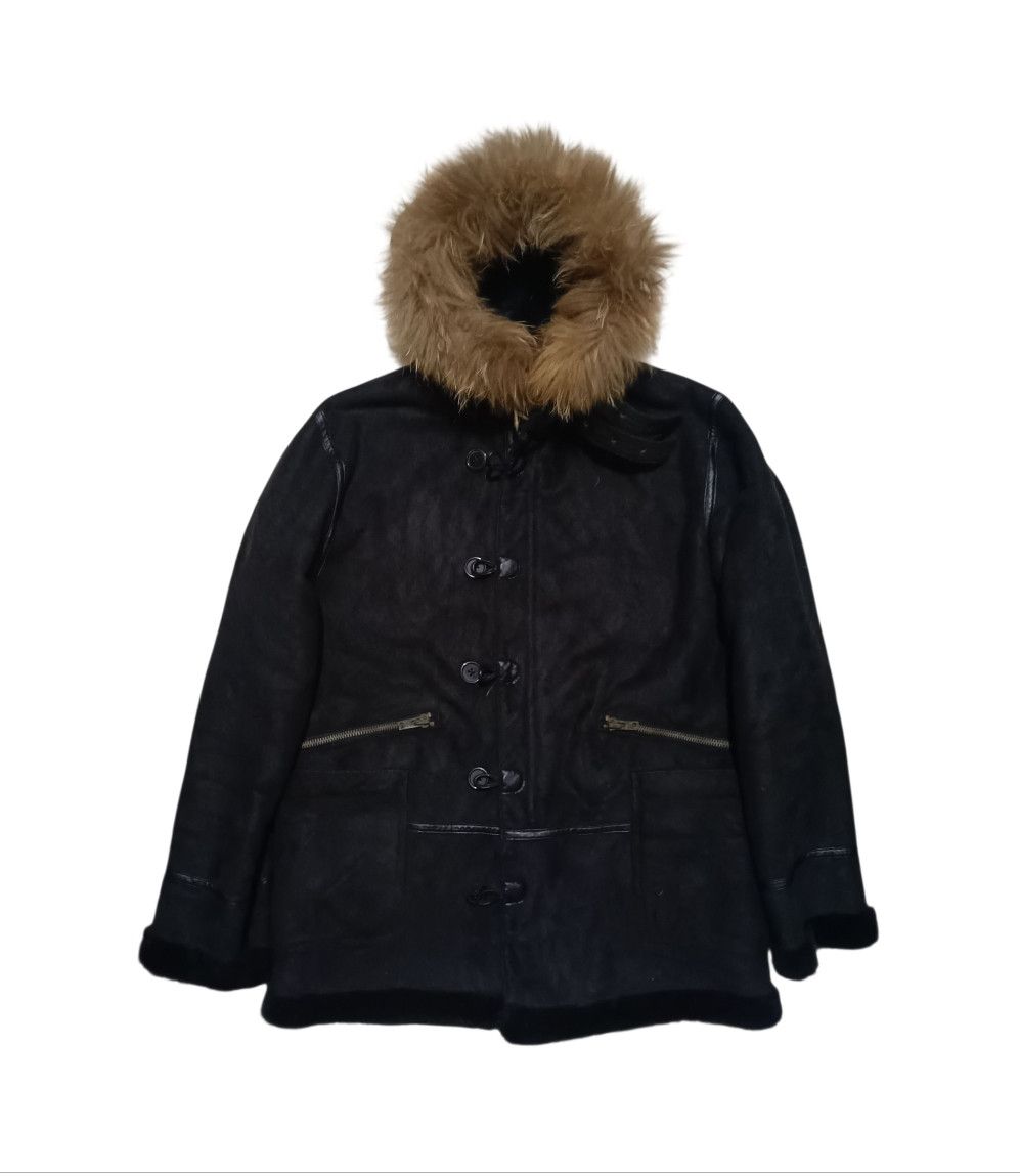 Blistered Leather Raccoon Fur Shearling Jacket