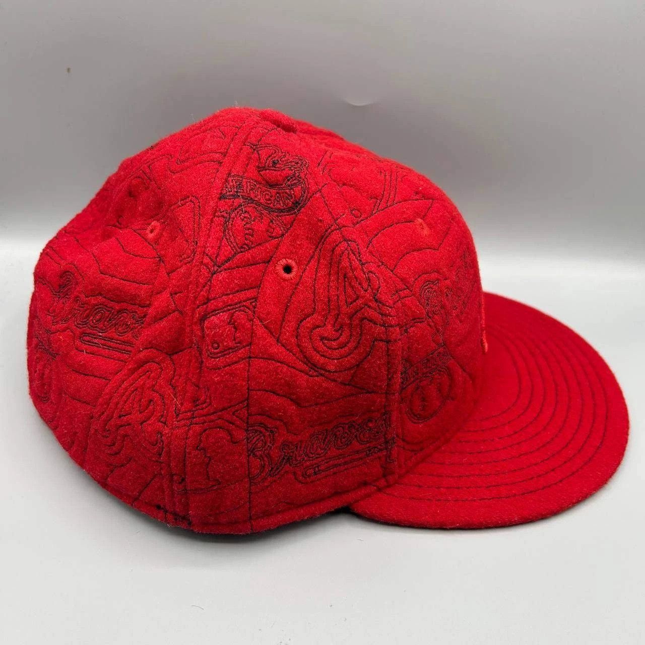 New Era Atlanta Braves Hat Men 8 Red Embroidered Fitted Cap Size ONE SIZE - 7 Thumbnail
