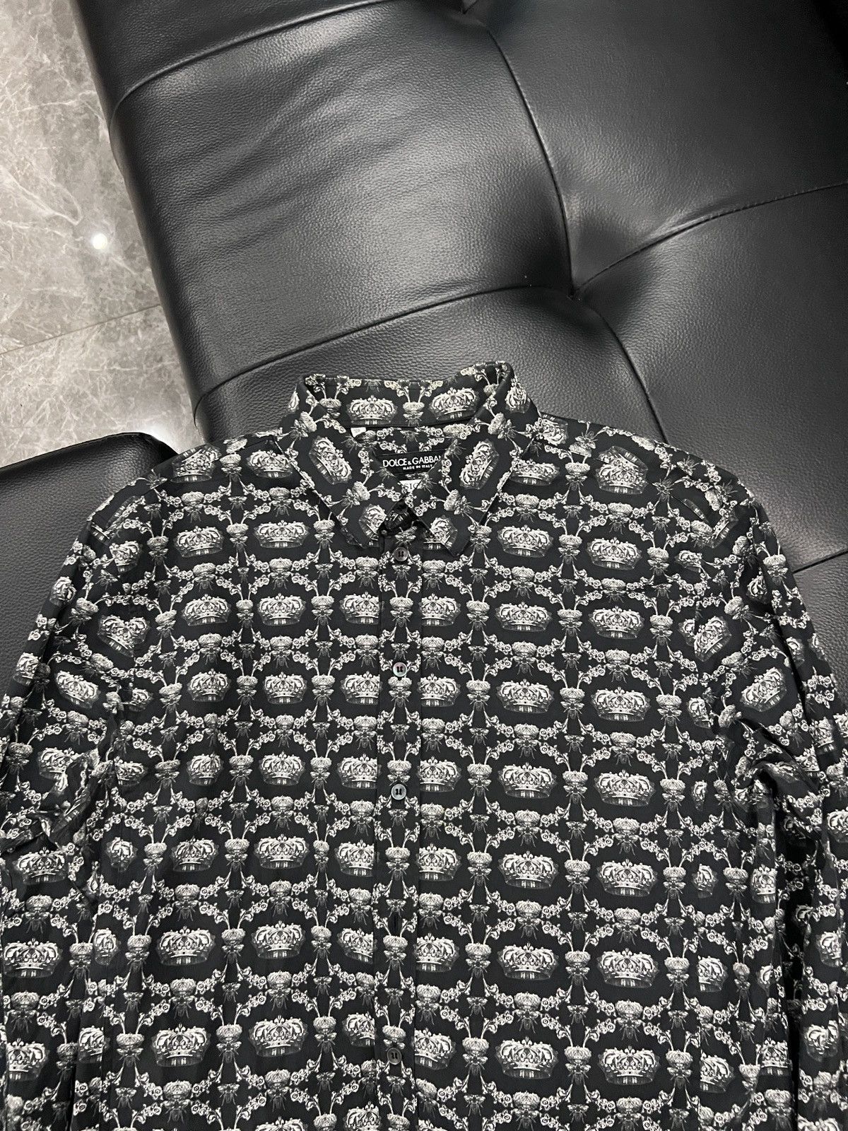 Dolce & Gabbana Dolce & Gabbana Crown Print Shirt Size US XXS / EU 40 - 4 Thumbnail