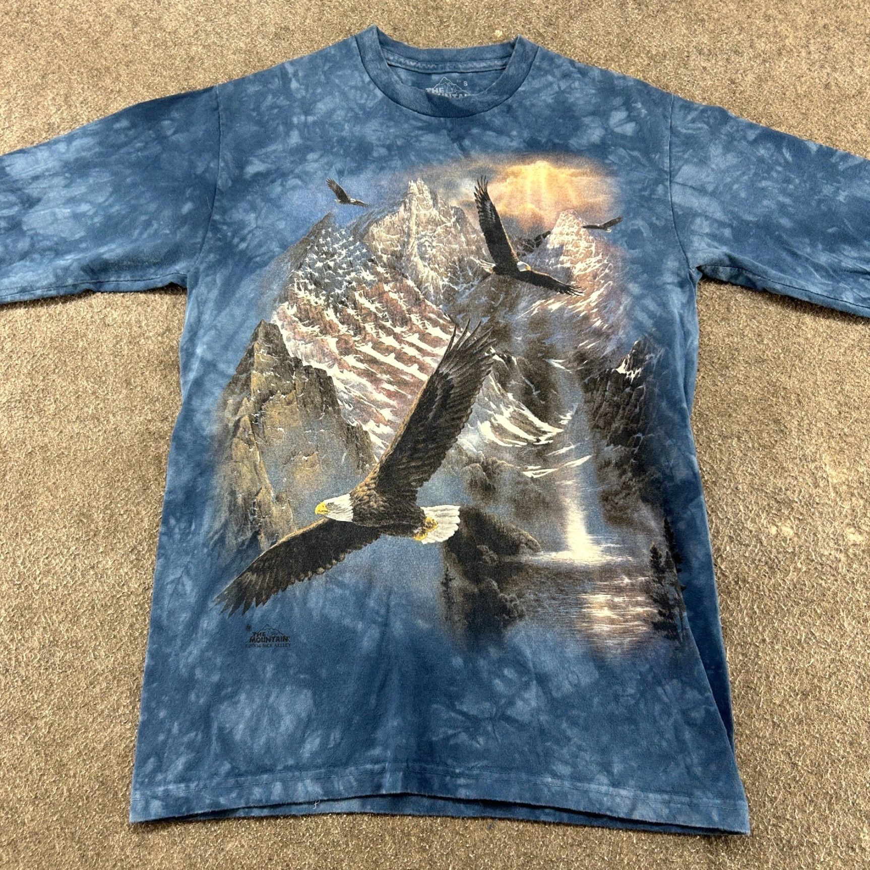 The Mountain The Mountain Shirt Men S Blue Tie Dye Long Sleeve Eagle American Flag Cotton Size US S / EU 44-46 / 1 - 3 Thumbnail