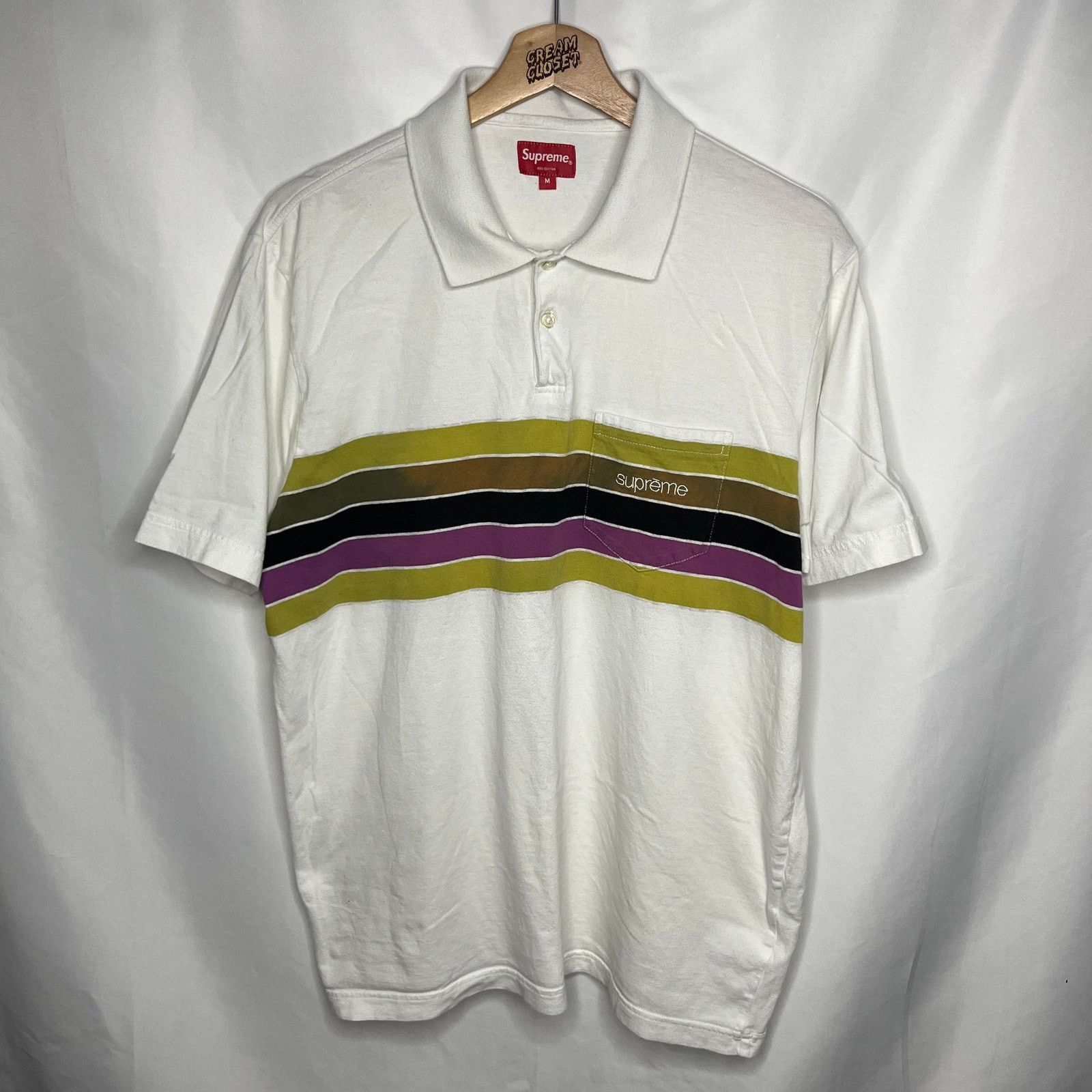Supreme Supreme Stripe Velour Polo Shirt | Grailed