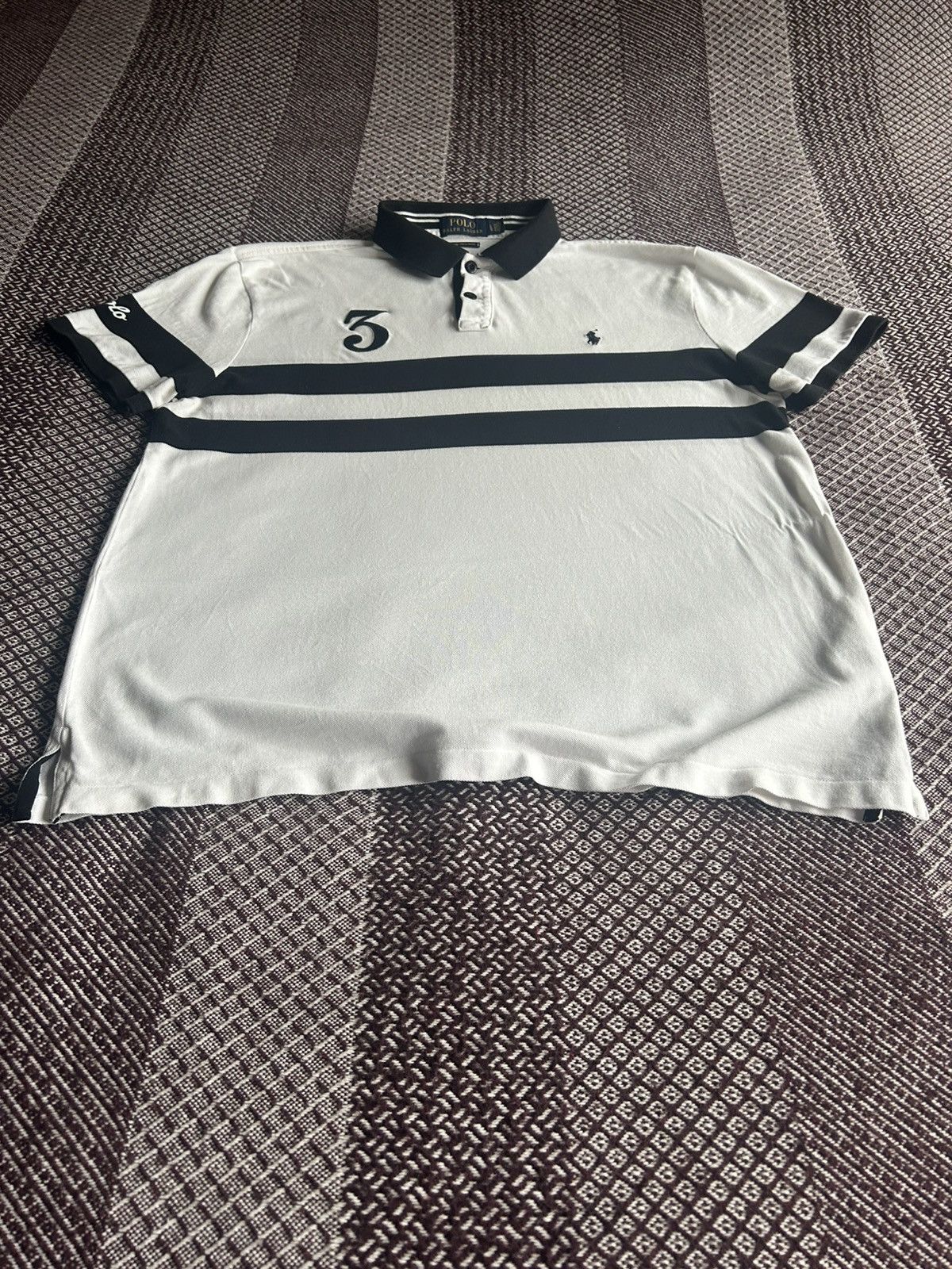 Polo Ralph Lauren Polo Ralph Lauren Polo Shirt Large White 3 Striped Logo Size US L / EU 52-54 / 3 - 3 Thumbnail