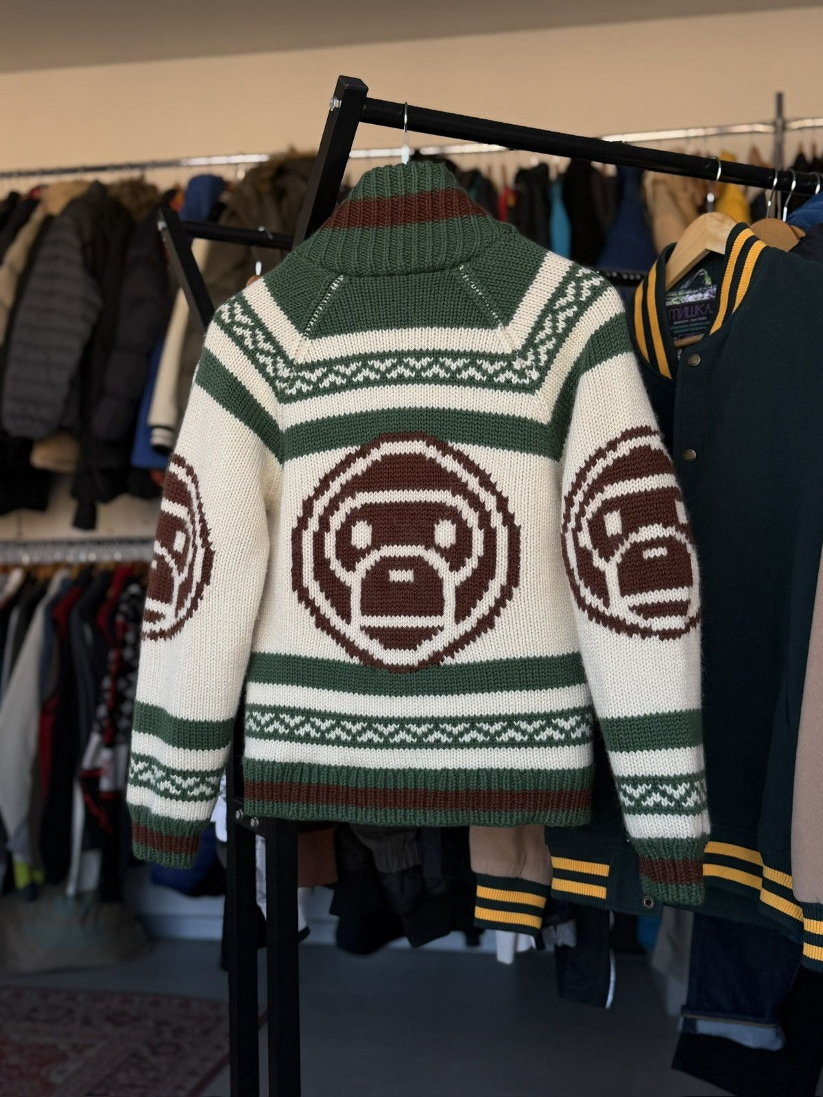 Bape A Bathing Ape BAPE BABY MILO Cowichan Knit Jacket Wool Size US S / EU 44-46 / 1 - 2 Thumbnail