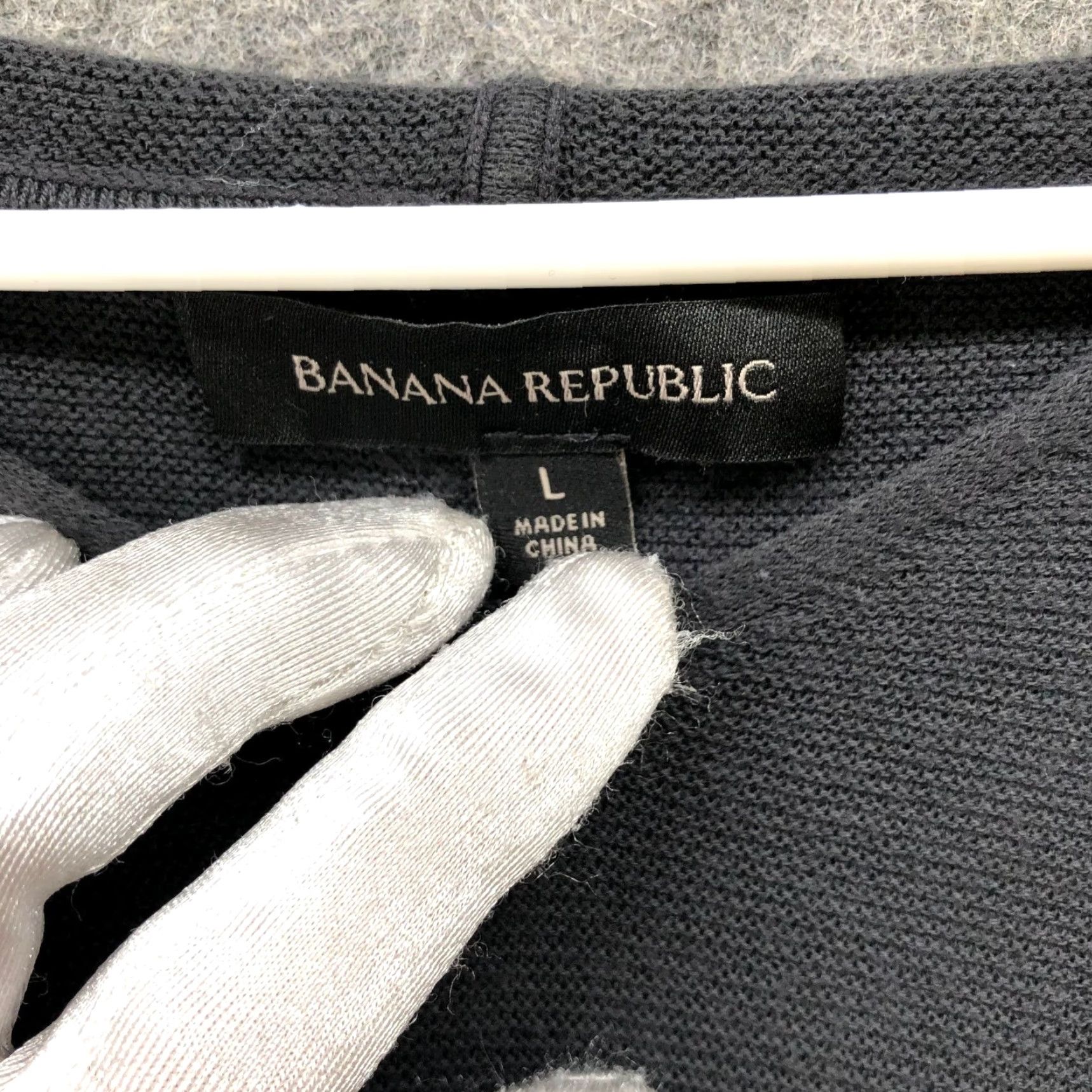 Banana Republic Banana Republic UV Resistant Sweater Hoodie Womens L Gray Rib Stitch Textured Knit Pullover Size L / US 10 / IT 46 - 5 Thumbnail