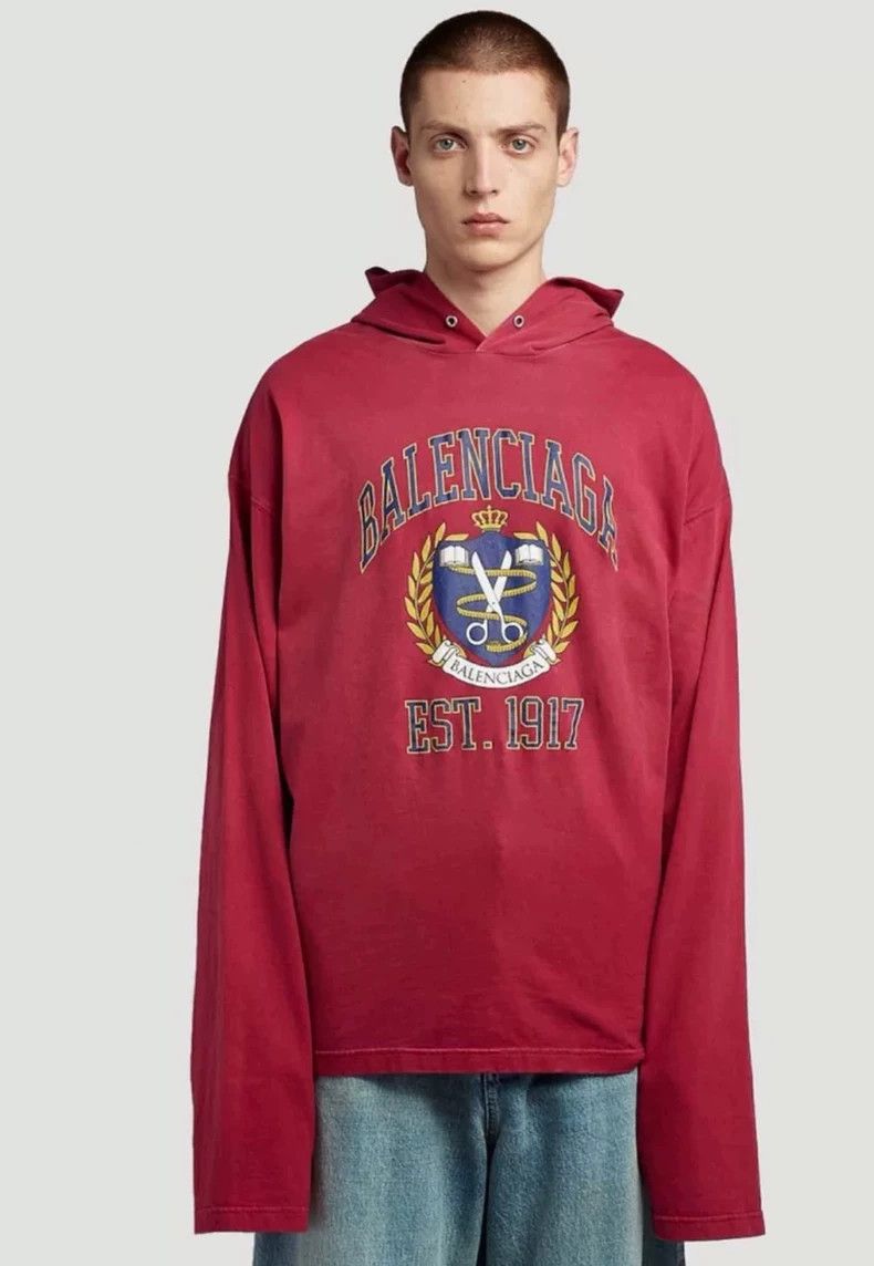 Balenciaga Balenciaga Red Wheat Pattern Hoodie Sweatshirt Size US L / EU 52-54 / 3 - 5 Thumbnail