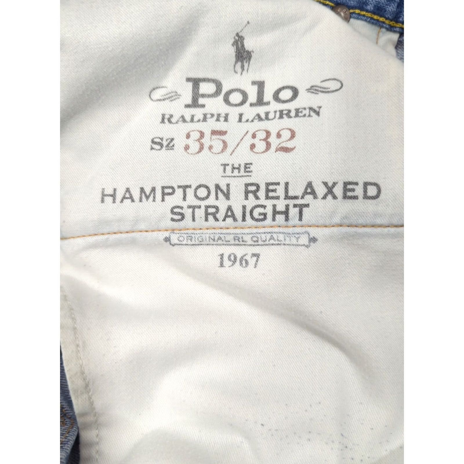 Polo Ralph Lauren Polo Ralph Lauren Hampton Straight Jeans Men 35 x 32 Blue Medium Wash Zip 5-Pocket Design Logo Button Denim Cotton Regular Mid Rise Size US S / EU 44-46 / 1 - 6 Thumbnail