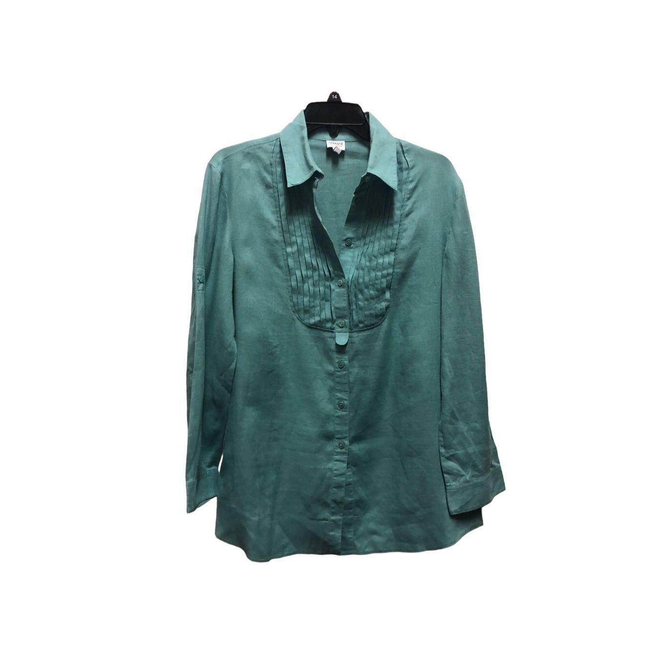 Armani Collezioni Armani Collezioni Women’s Turquoise Button Up Pleated Front Size M / US 6-8 / IT 42-44 - 2 Thumbnail