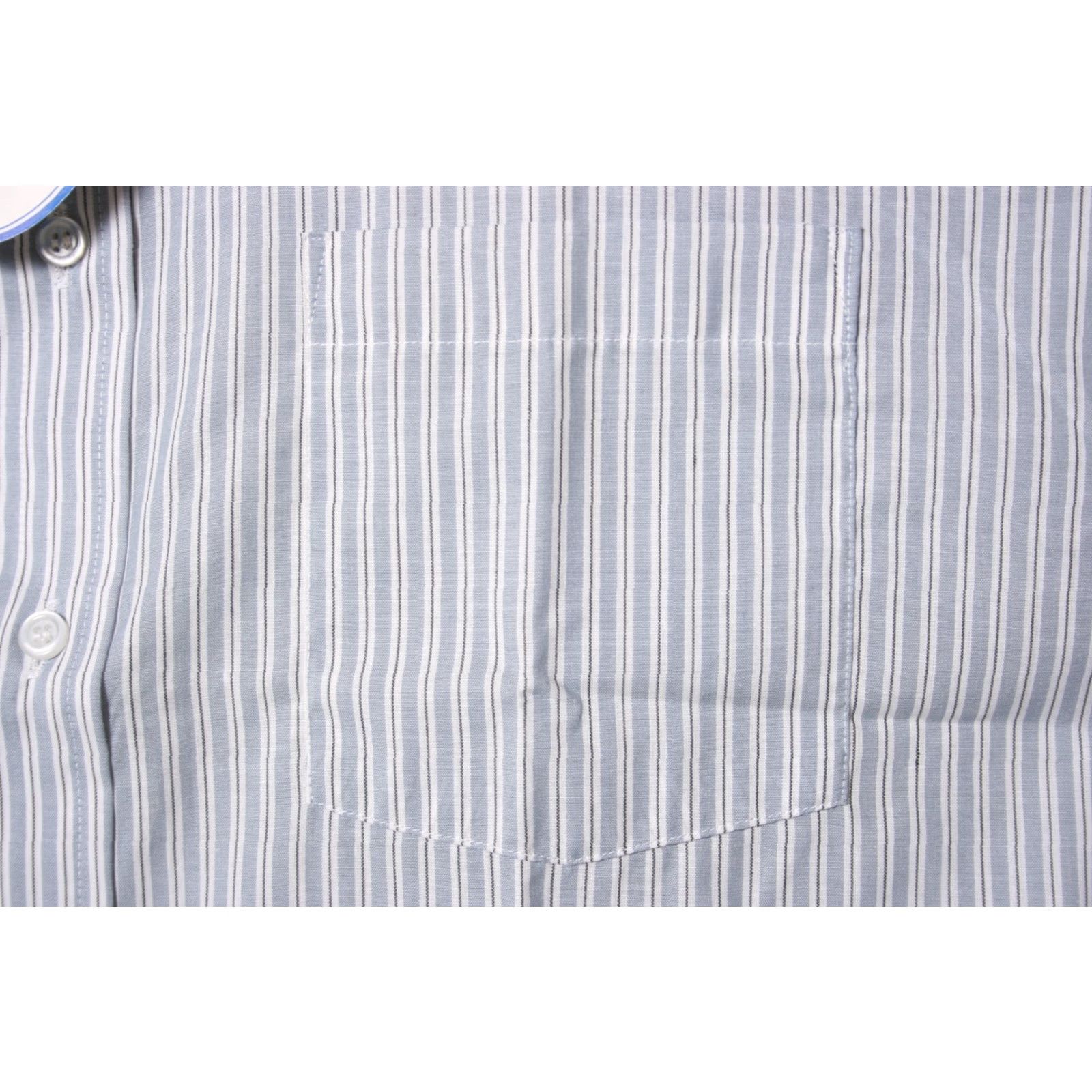 Vintage VINTAGE Manhattan Dress Shirt Striped Long Sleeve Blue/Black/White 16 34/35 Men Shirt Mens Size 16 34/35 Regular Neck 16 in Size 42R - 4 Thumbnail