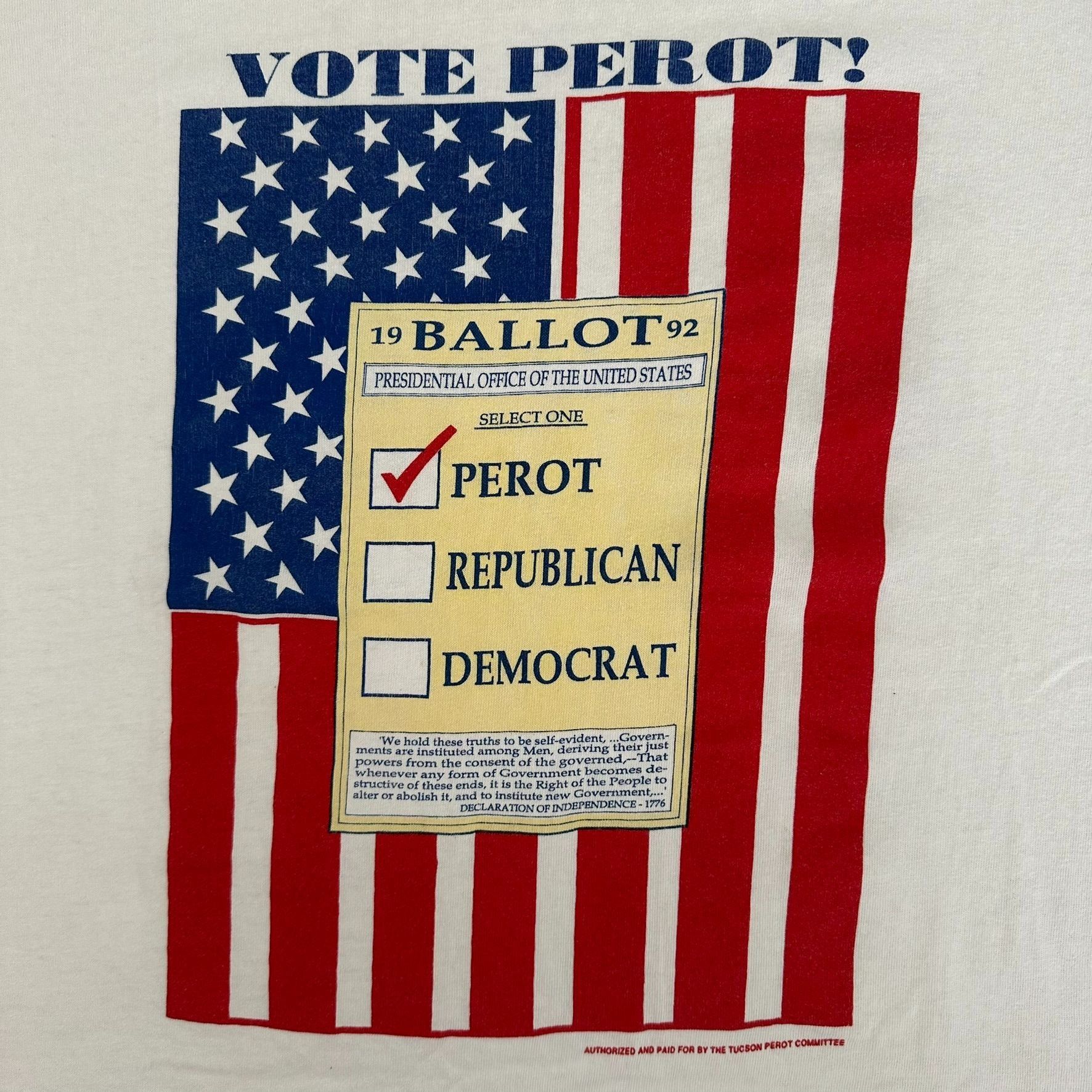 Fruit Of The Loom Vintage 90s Ross Perot Campaign T-Shirt 1992 Political Tee Size US L / EU 52-54 / 3 - 2 Thumbnail