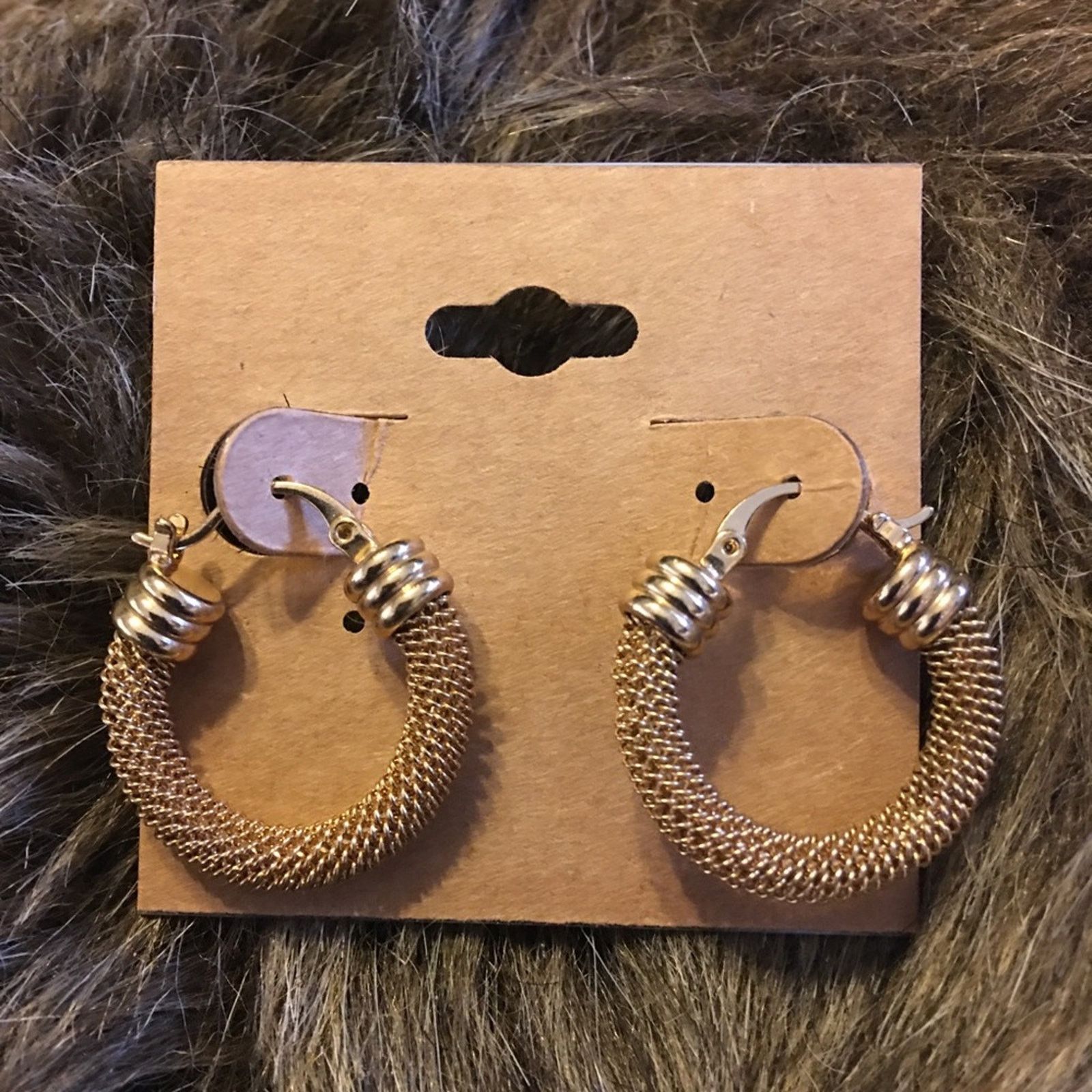 Jewelry Elegant simplistic gold plated mesh hoop earrings Size ONE SIZE - 2 Thumbnail