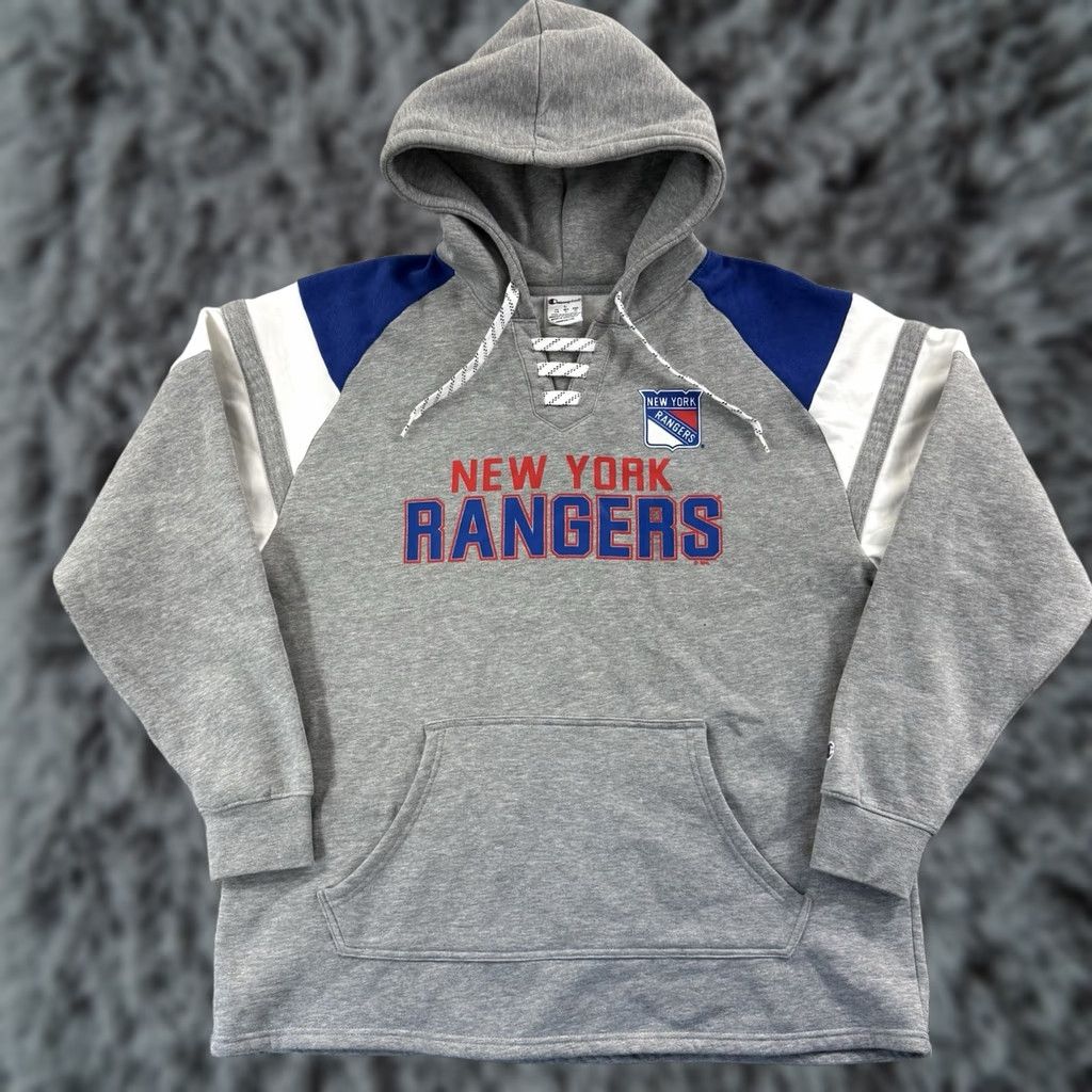 Champion VINTAGE Champion Reverse Weave Hoodie Men Large Gray NHL Hockey 90s Sports Logo Graphic Print Fire Heavyweight Sweatshirt Size US L / EU 52-54 / 3 - 1 Thumbnail