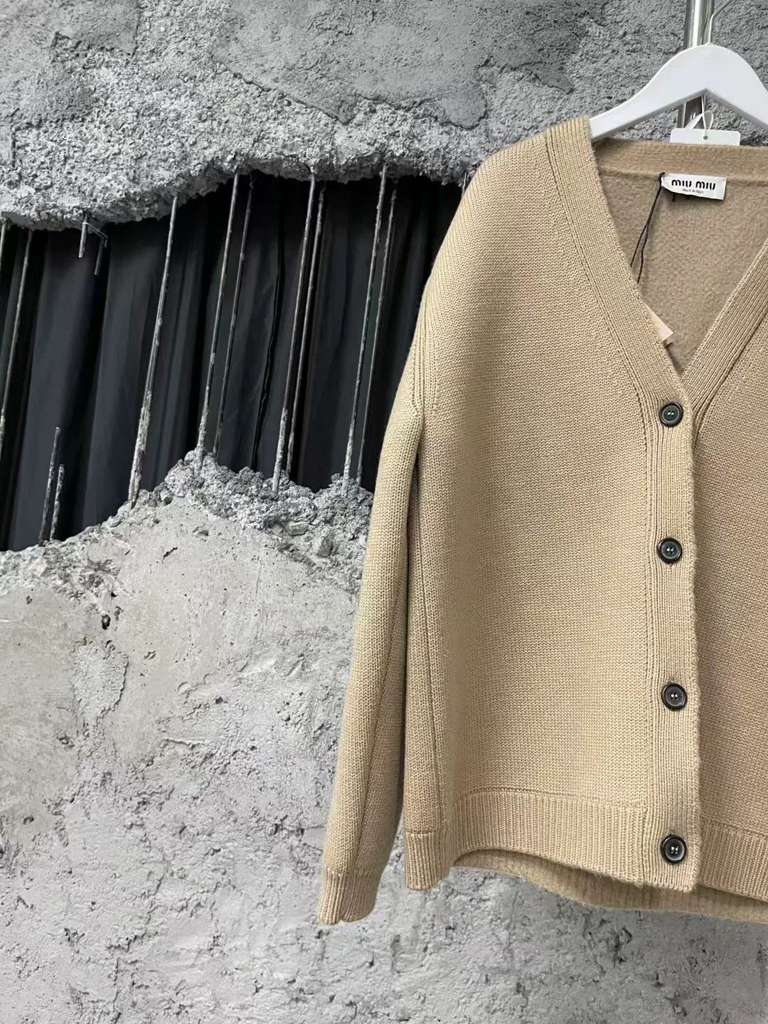 Miu Miu MiuMiu Camel Patch Letter Knit Wool Cardigan Size US M / EU 48-50 / 2 - 3 Thumbnail