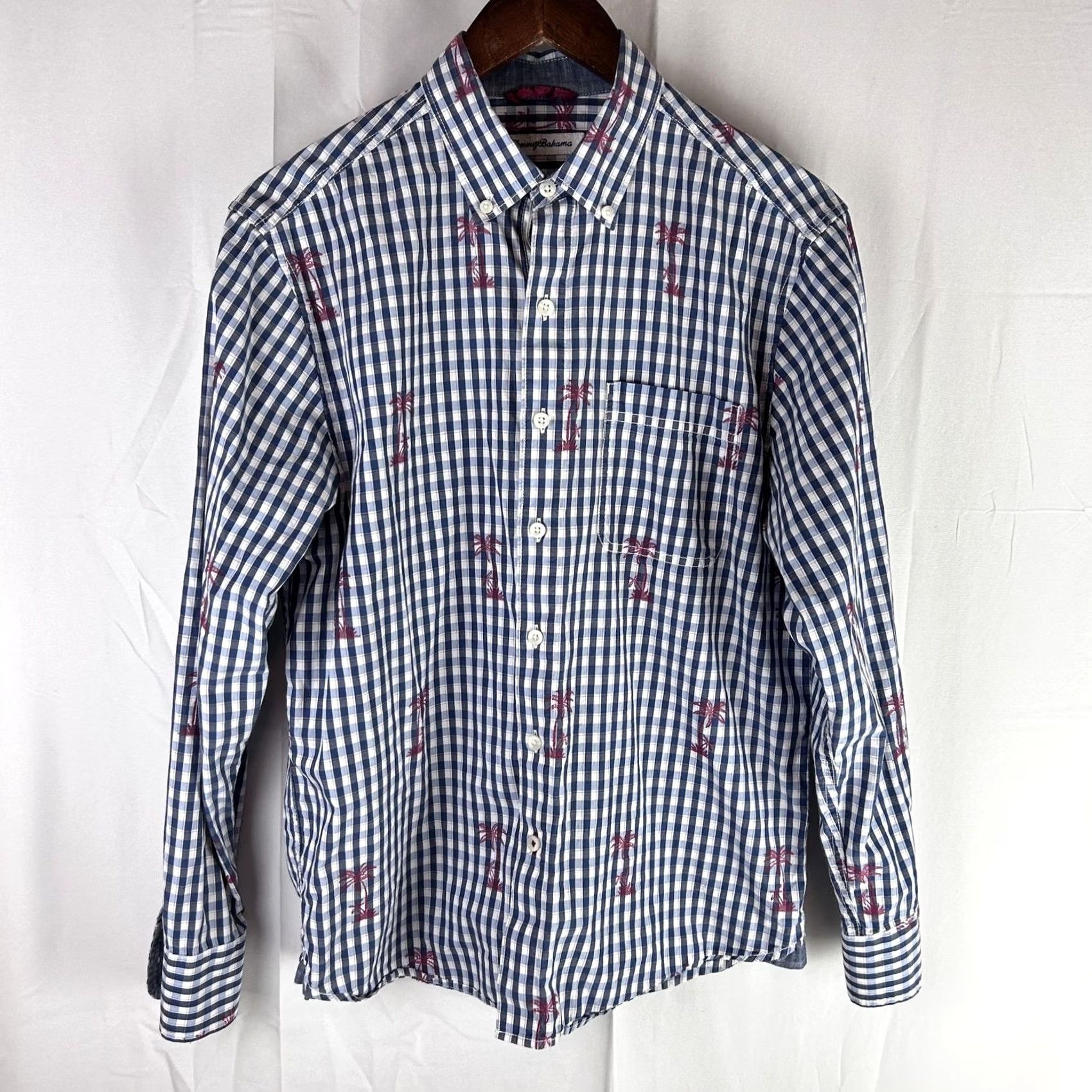 Tommy Bahama Tommy Bahama Shirt Mens S Blue White Gingham Palm Tree Button-Down Cotton Size US S / EU 44-46 / 1 - 2 Thumbnail