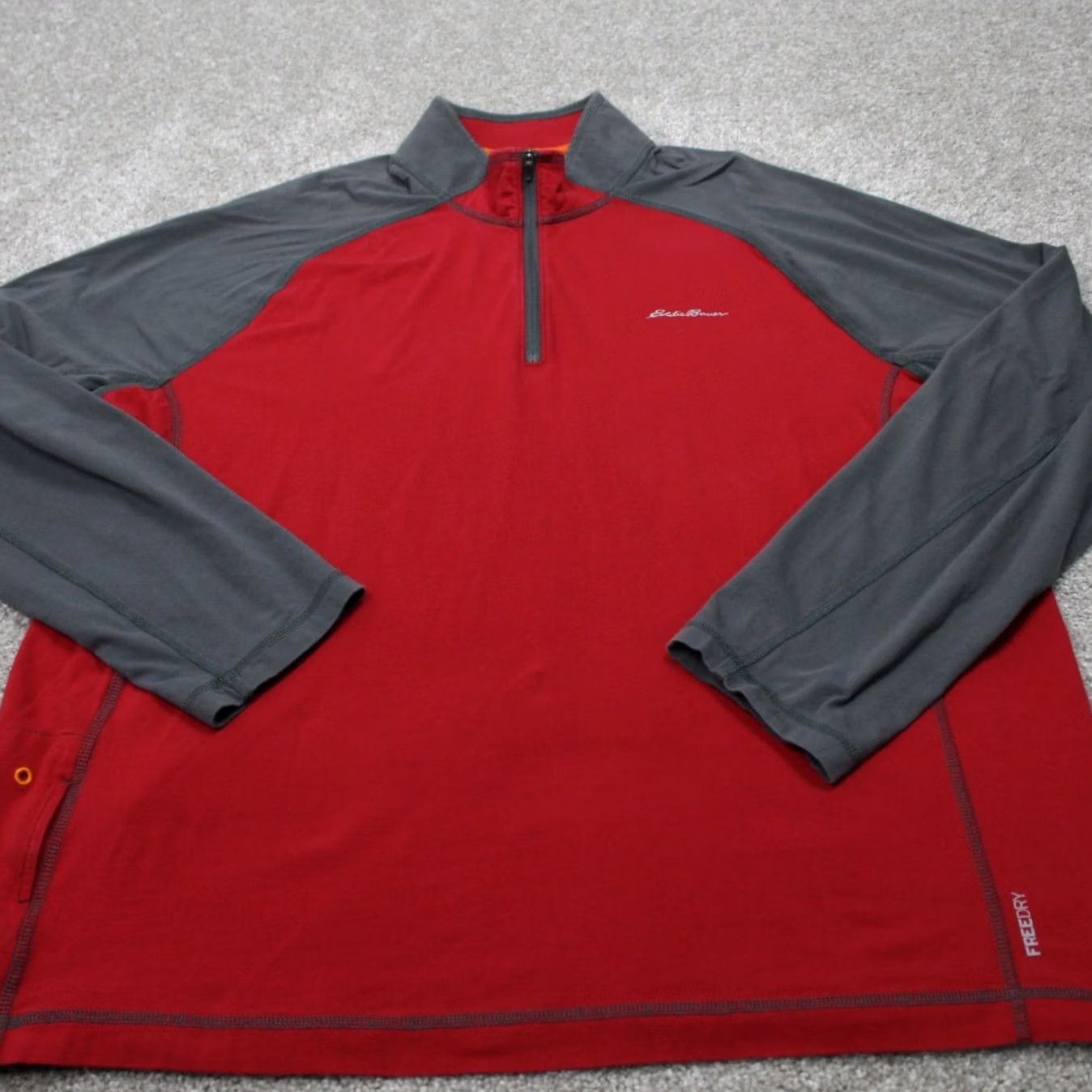 Eddie Bauer Eddie Bauer Sweatshirt Mens XL 1/4 Zip Red/Gray Fleece Pullover Long Sleeve Mock Neck 95% Cotton 5% Spandex Size US XL / EU 56 / 4 - 2 Thumbnail