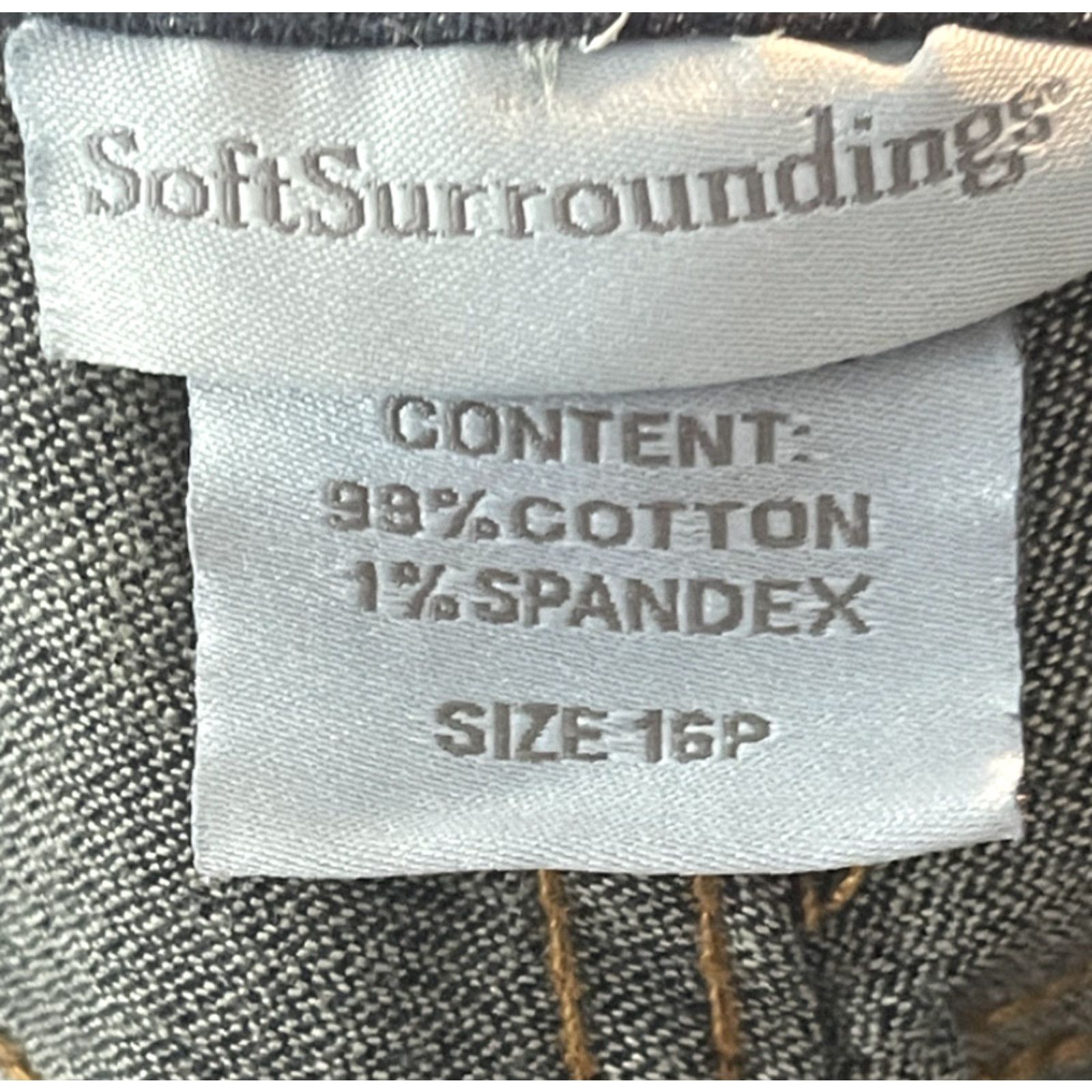 Soft Surroundings Soft Surroundings Jeans Women's 16P High Rise Skinny Dark Wash Denim 5-Pocket Zip Faux Suede Side Stretch Petite Full Length Size 38" / US 16 / IT 52 - 4 Thumbnail