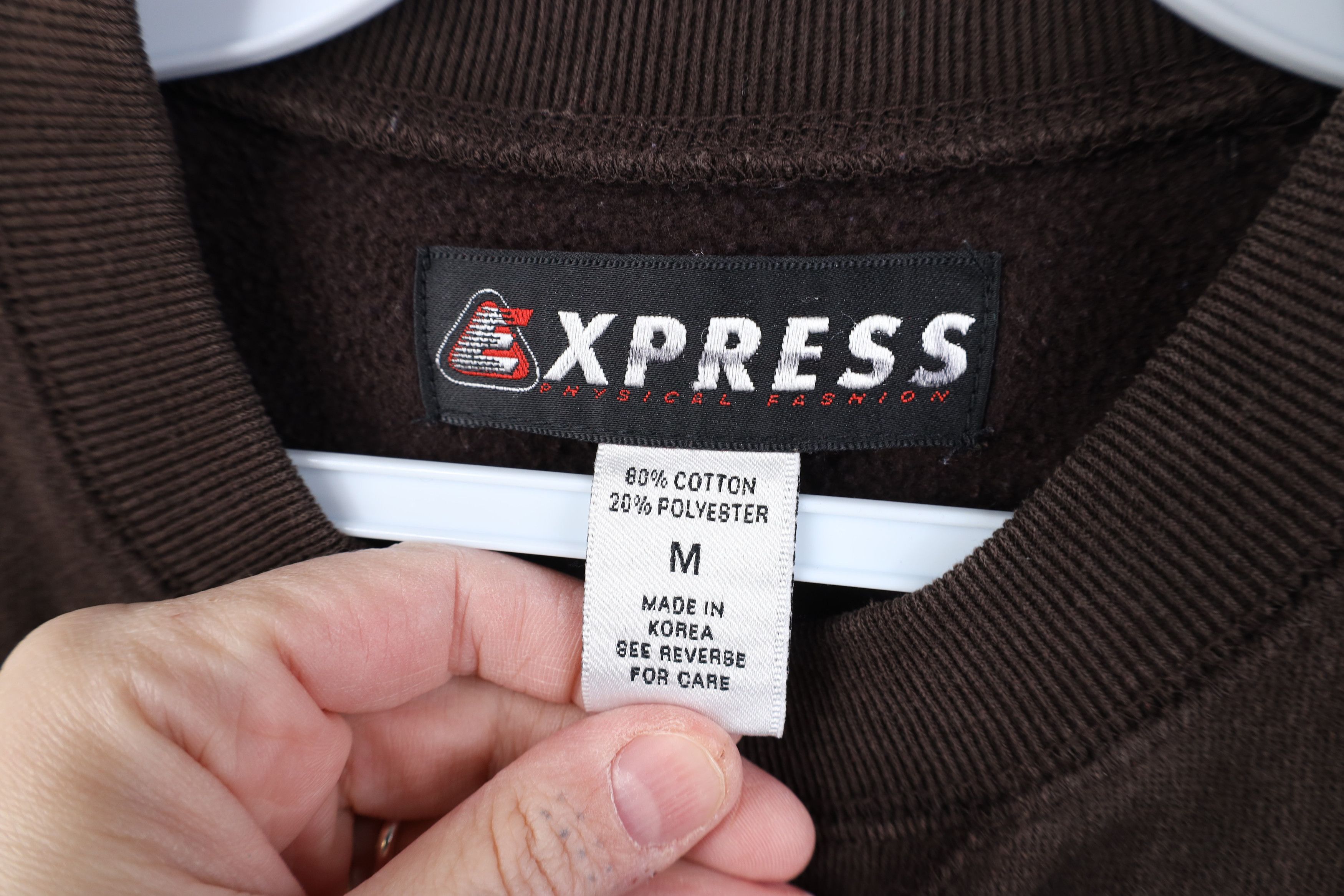 Express Vintage 90s Express Crewneck Sweatshirt Chocolate Brown Size M / US 6-8 / IT 42-44 - 6 Thumbnail