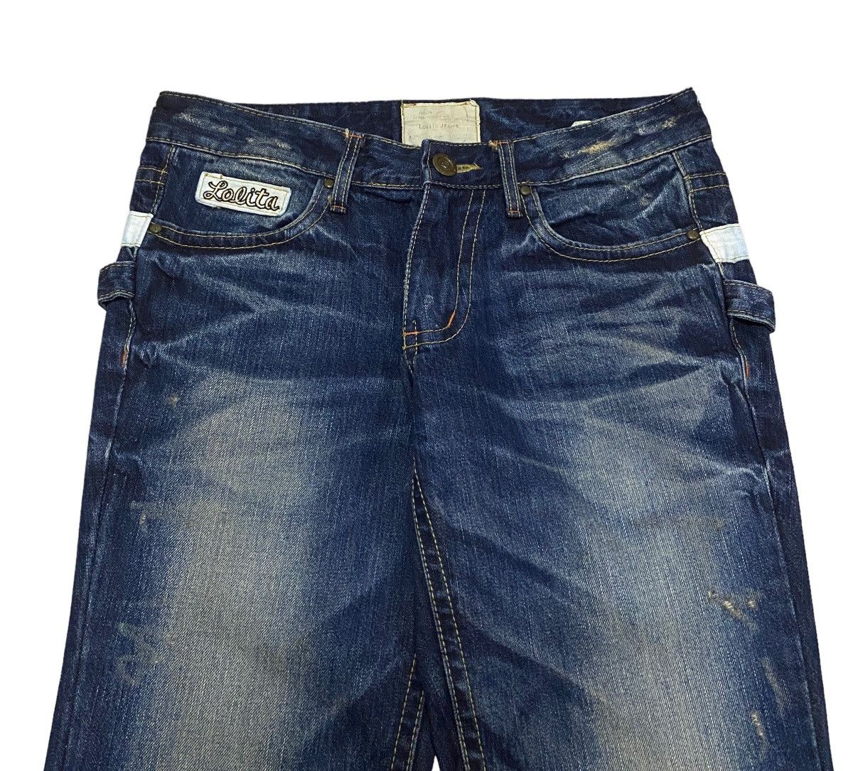Le Grande Bleu (L.G.B.) Rare Design Vintage Brand Lolita Flared Jeans 1990s Size US 33 - 3 Thumbnail