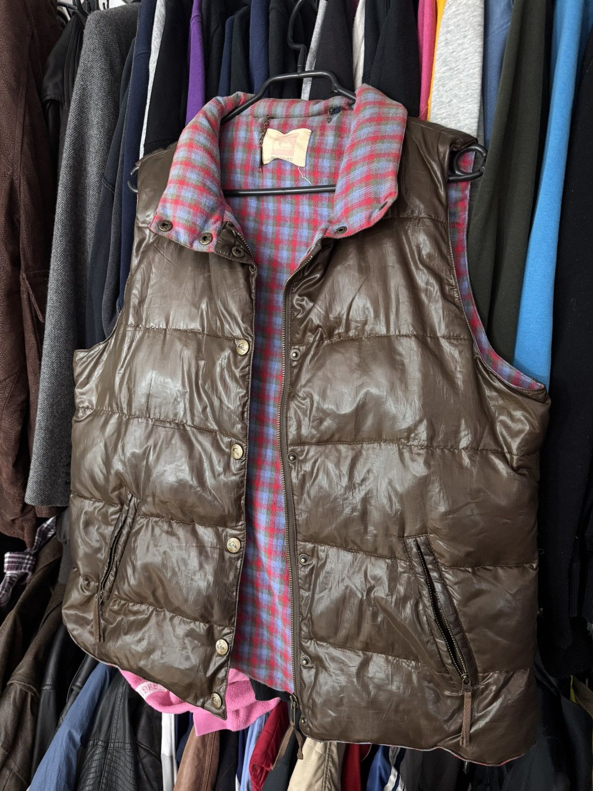 Quiksilver × Vintage Vintage Brown Puffer Vest Shiny Y2k skate swag hooks up drip Size US M / EU 48-50 / 2 - 2 Thumbnail