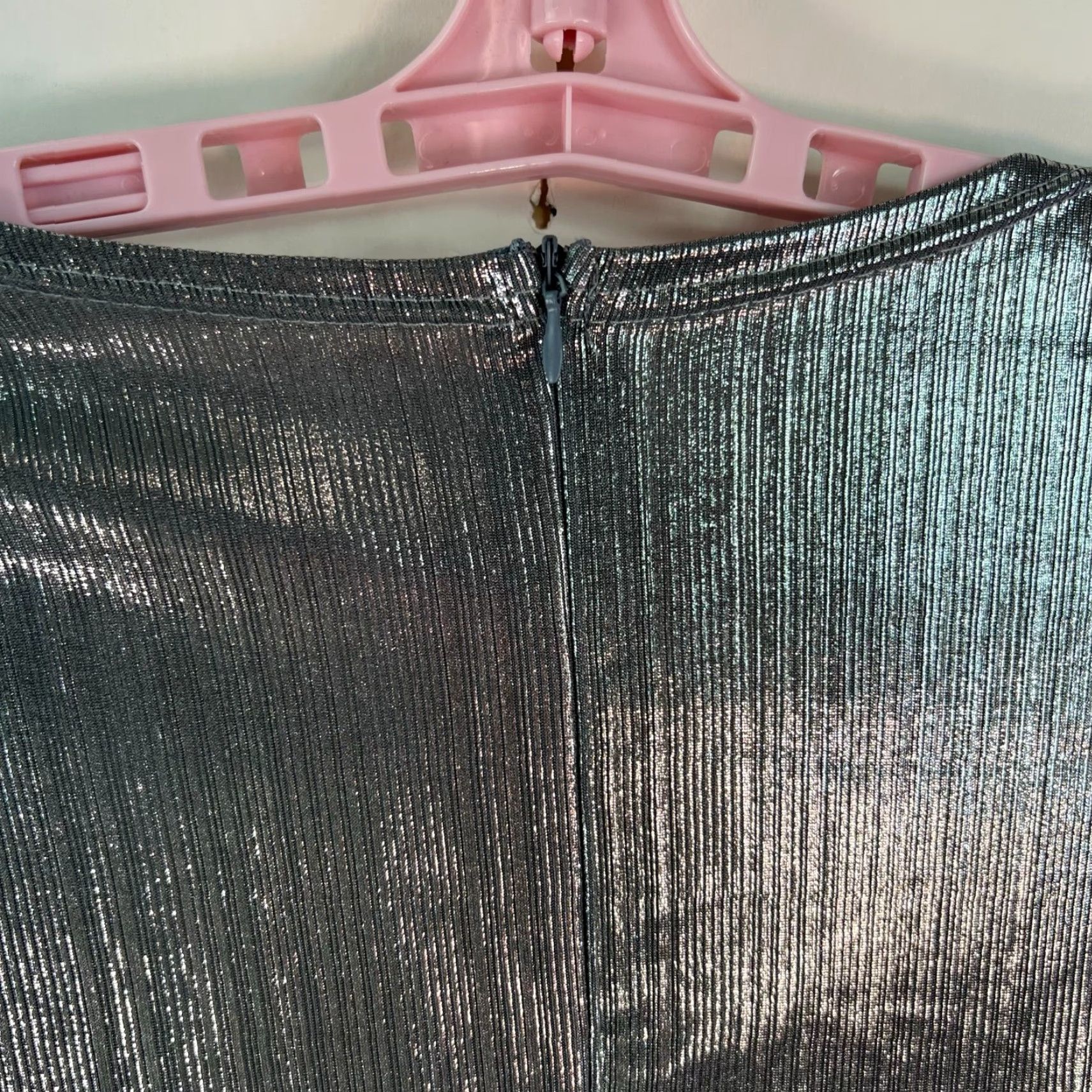 Vintage SCENE STEALER METALLIC DRESS Womens Midi Pullover Dress V-Neck Silver Wrap Dress Long Sleeve XS/Size M not applicable Size M / US 6-8 / IT 42-44 - 4 Thumbnail