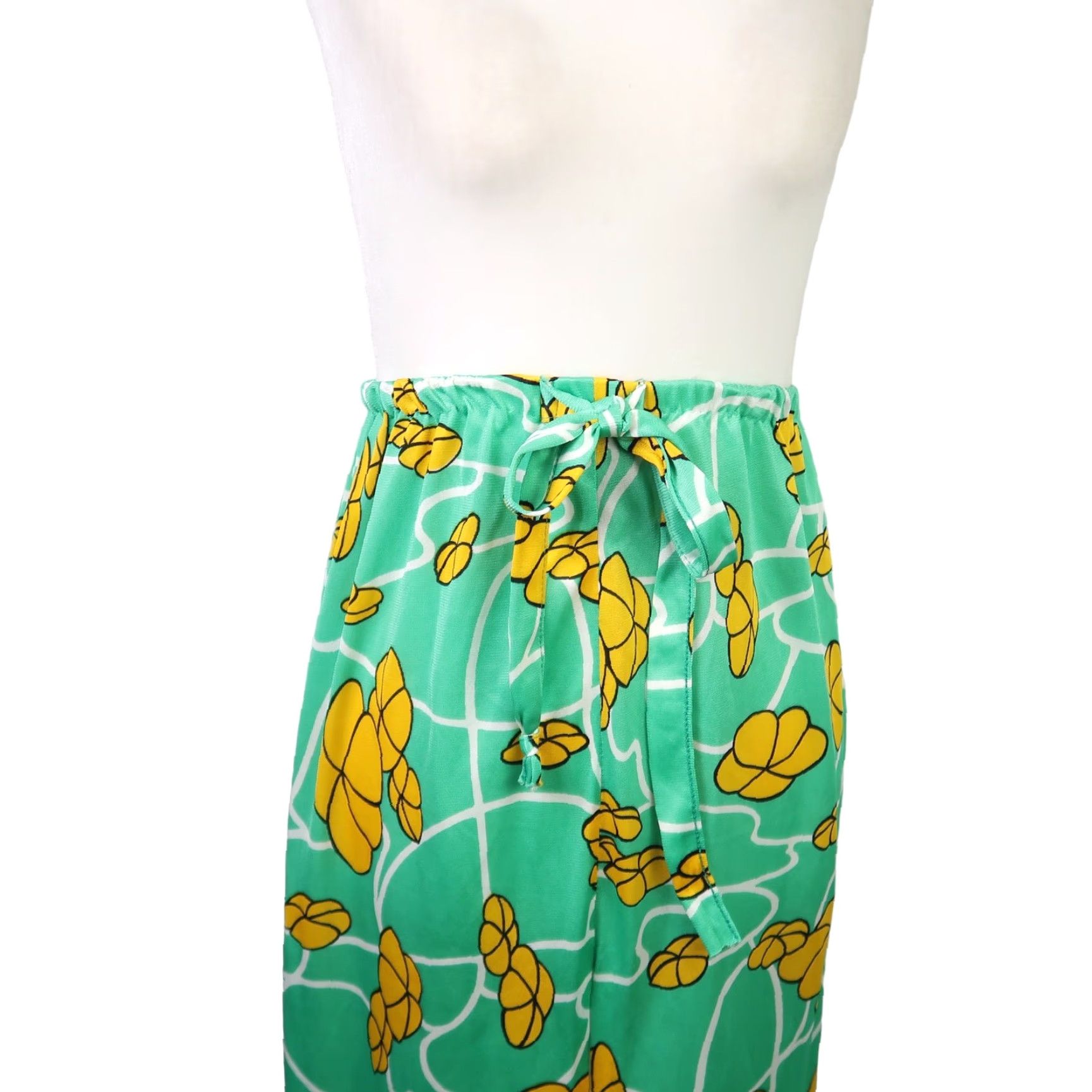 Vintage VINTAGE Sinclair Maxi Skirt S Floral Green Yellow Hippie 70s Women Long Spring Summer Size 28" / US 6 / IT 42 - 2 Thumbnail