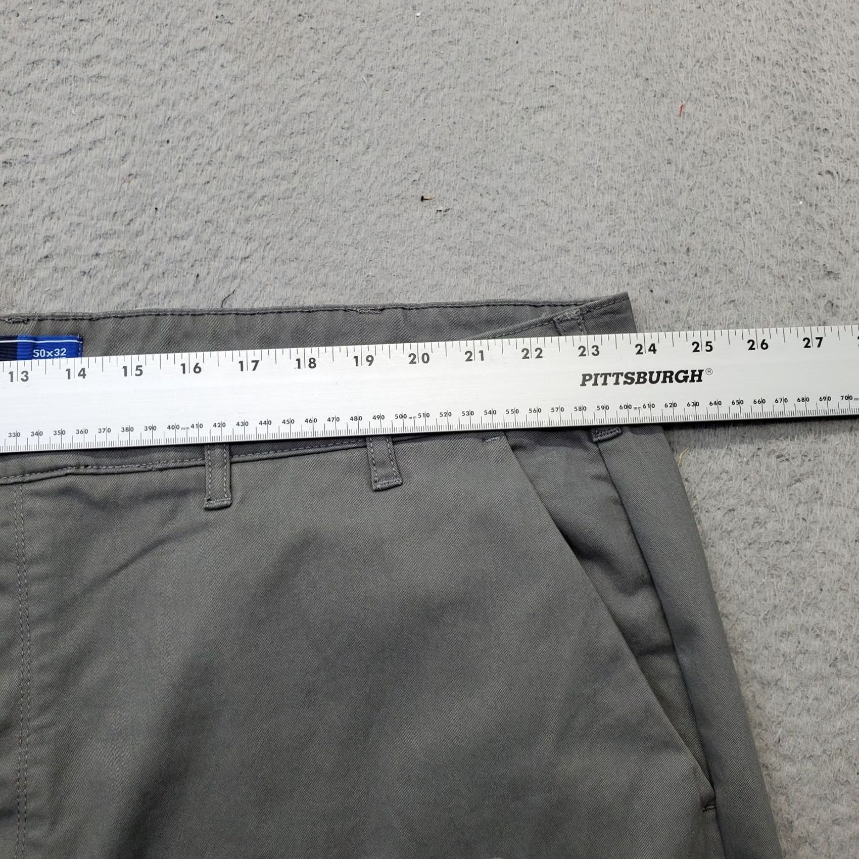 Izod IZOD Pants Mens 50x32 Gray Performance Stretch Non-Iron Flat Front Straight Leg Mens Size 50 Gray Regular Stretch Chino Size US 34 / EU 50 - 6 Thumbnail