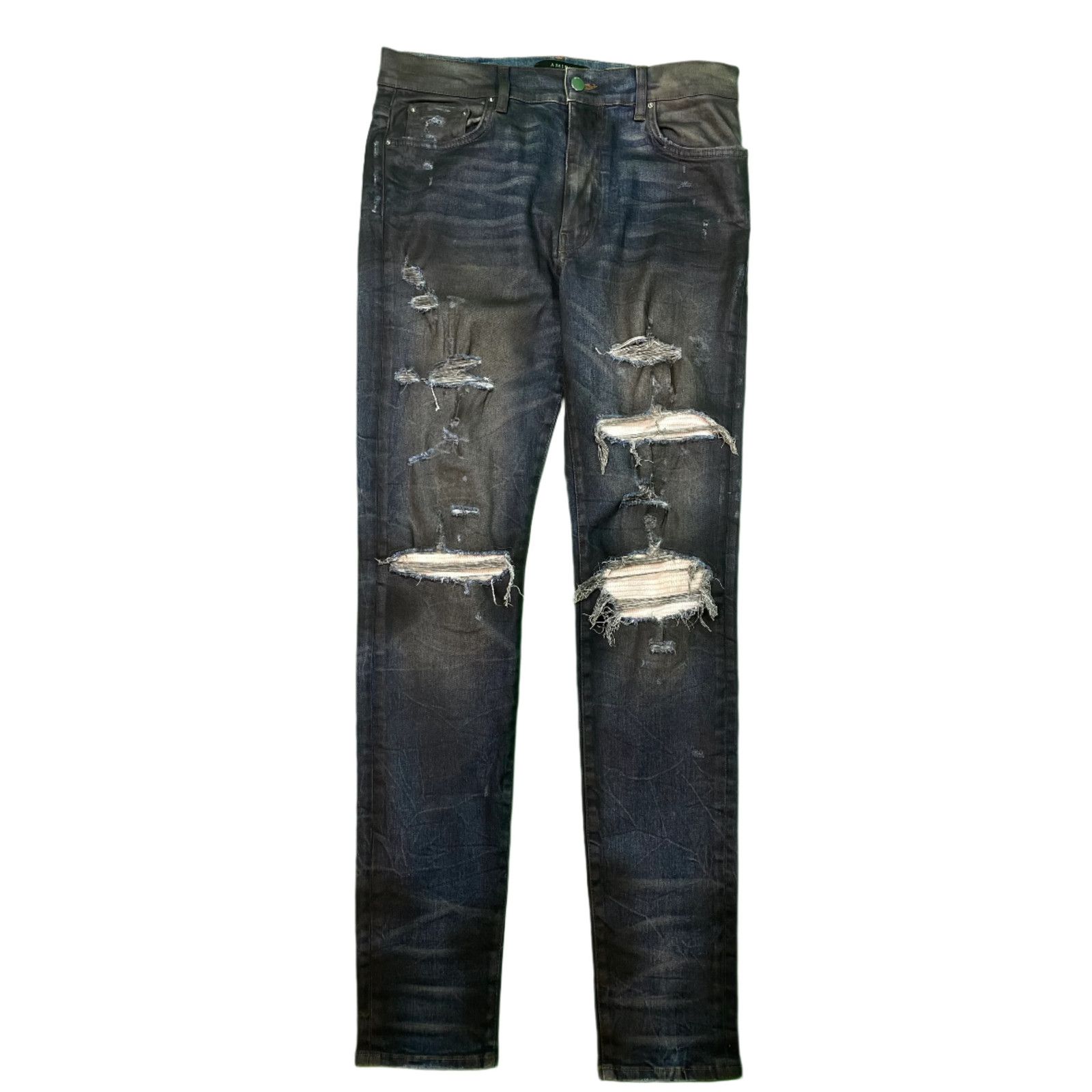 Amiri Amiri MX1 White Patch Blue Jeans sz 34 | Grailed