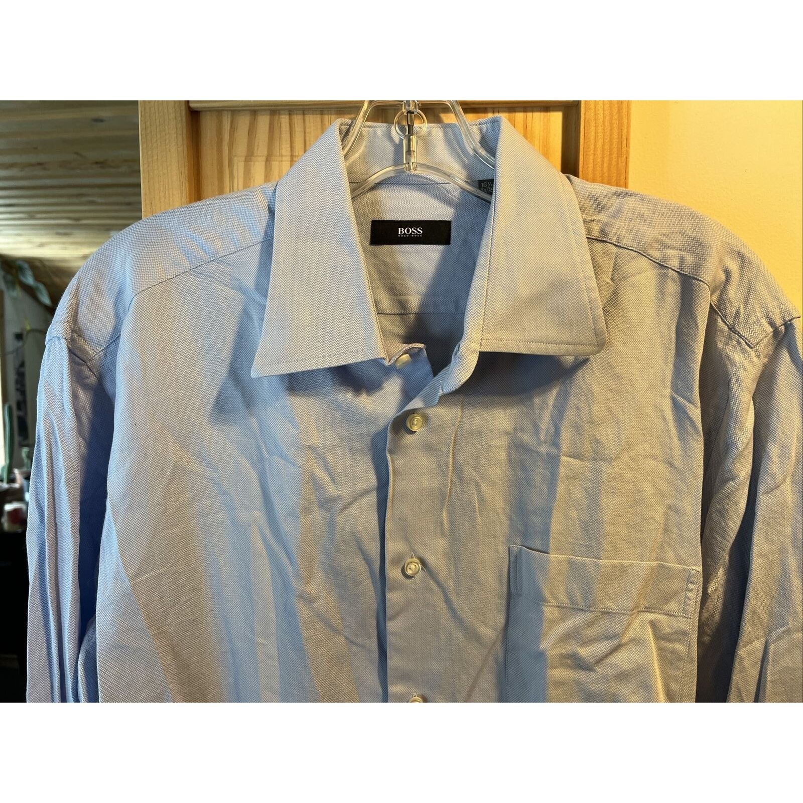 Hugo Boss Hugo Boss Men’s 16.5 34/35 Light Blue Button LS Cotton Shirt Size US XL / EU 56 / 4 - 7 Thumbnail