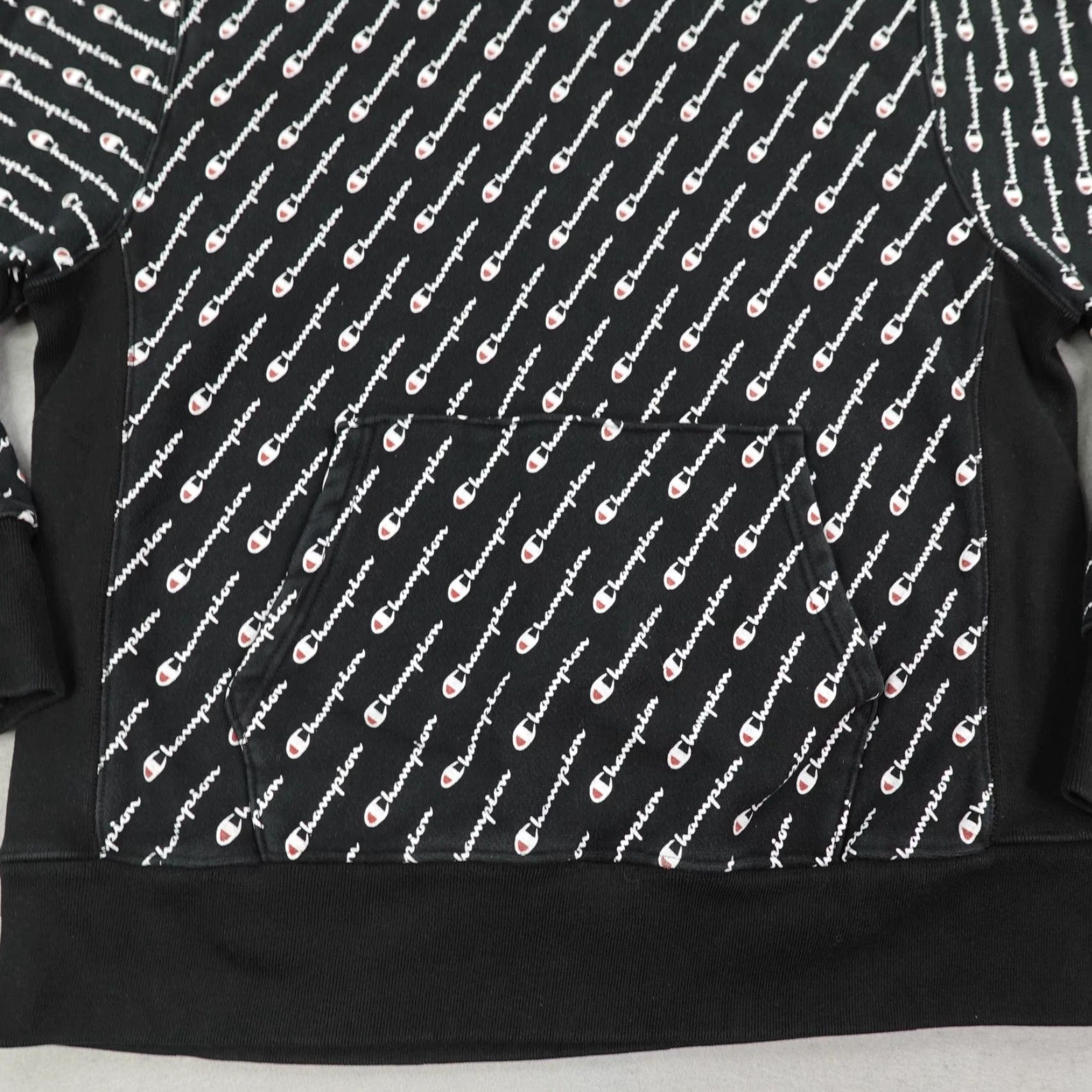 Champion Champion Hoodie L Black Reverse Weave All Over Print AOP Pullover Sweatshirt Men Large Graphic Print Hooded with Pockets Size US L / EU 52-54 / 3 - 3 Thumbnail