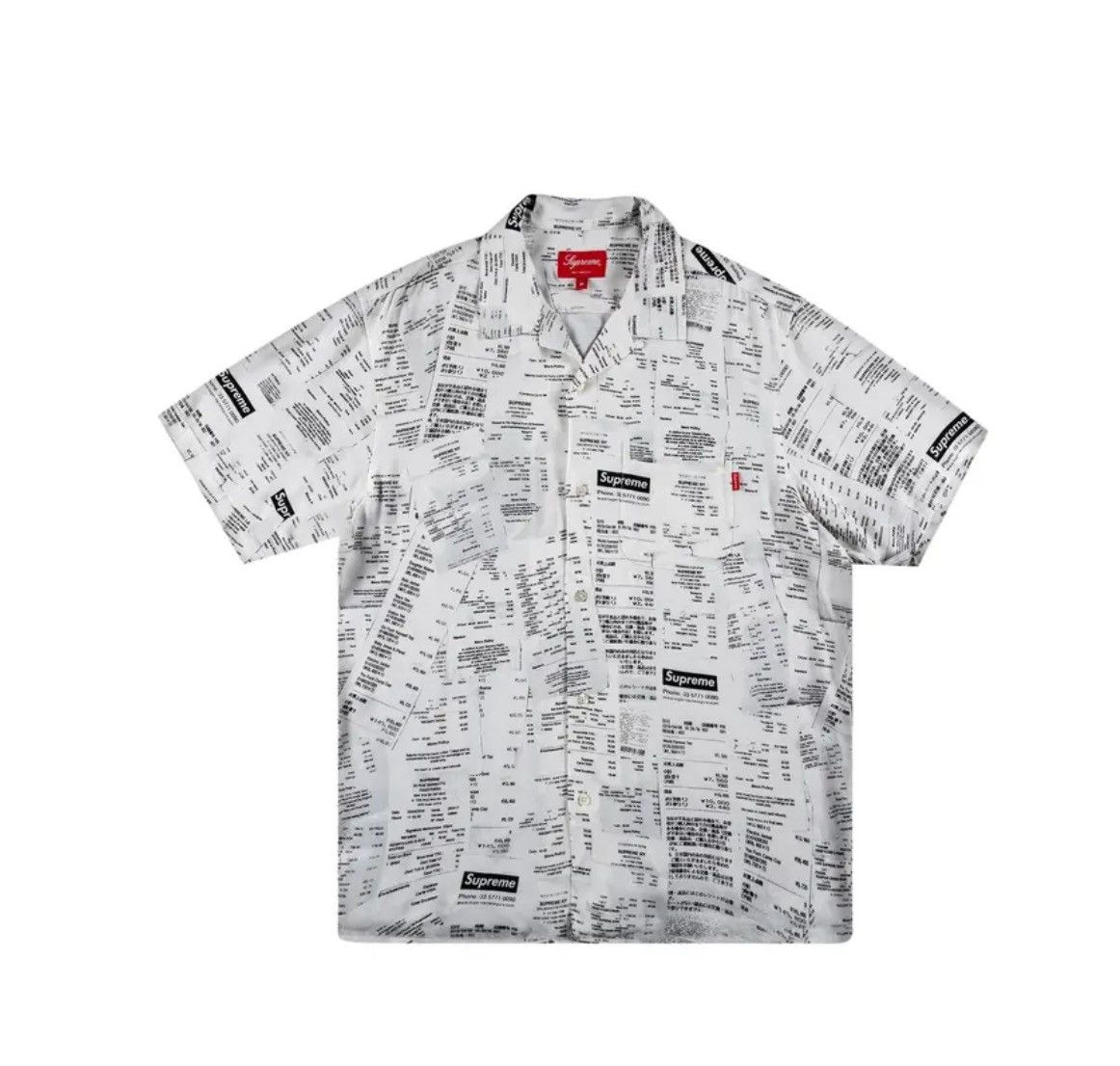 Supreme Supreme Receipts Rayon SS Shirt White Size US M / EU 48-50 / 2 - 1 Thumbnail